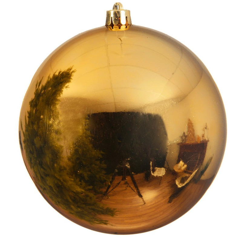 Grote raam-deur-kerstboom decoratie gouden kerstballen 25 cm glans