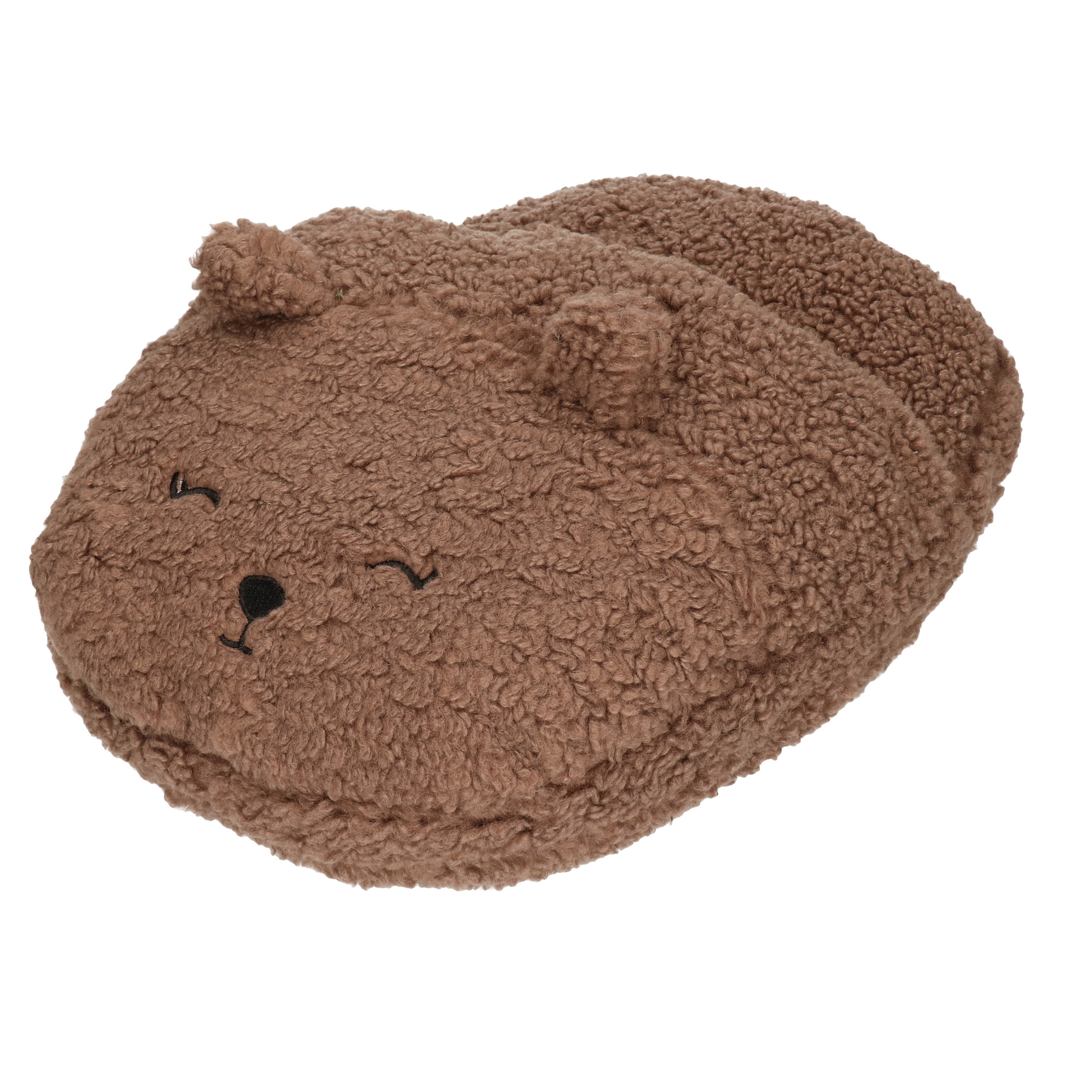 Grote voetenwarmer pantoffel-slof beer chocolade bruin one size 30 x 27 cm