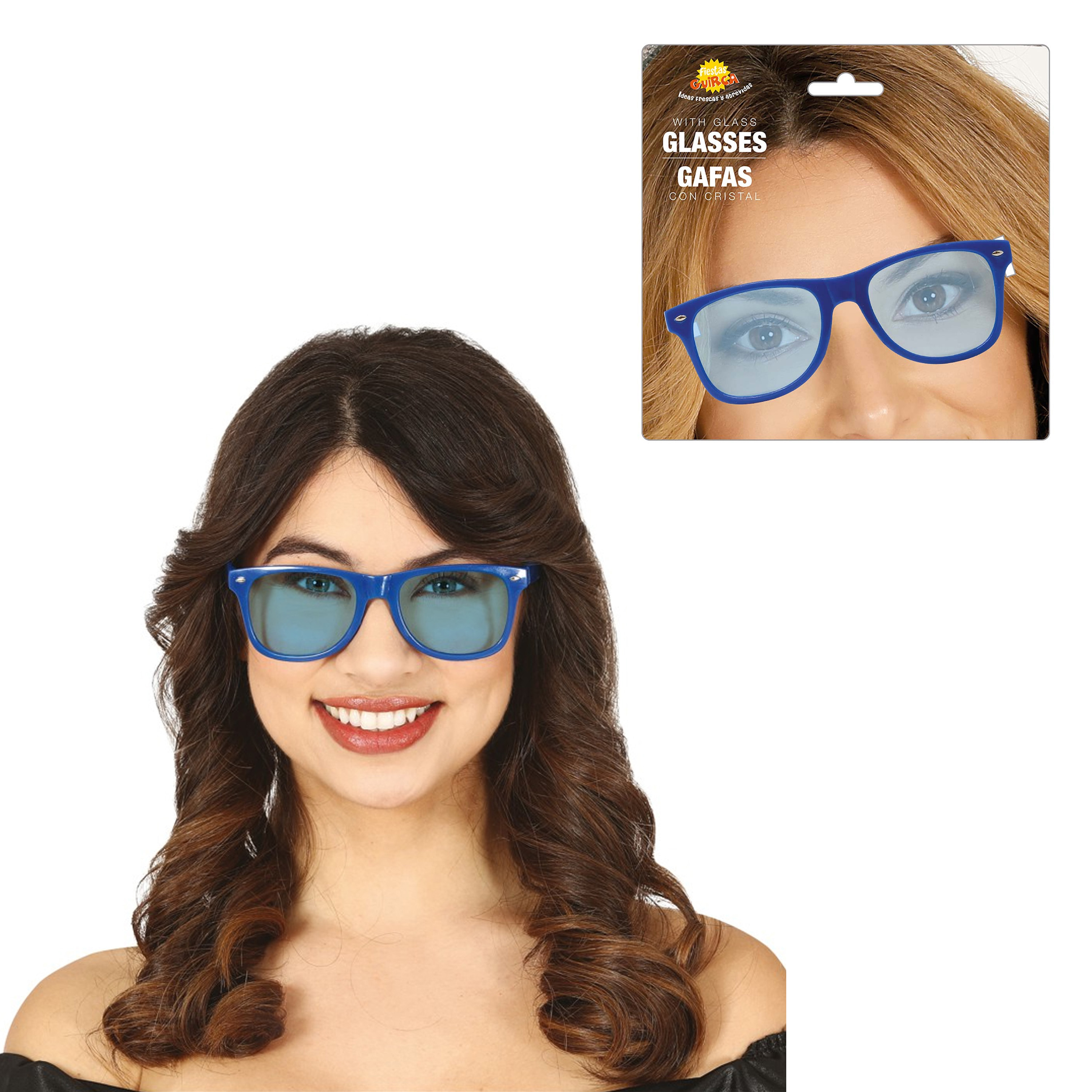 Guirca Carnaval-verkleed party bril 2x blauw volwassenen bij een?verkleedkleding kostuum