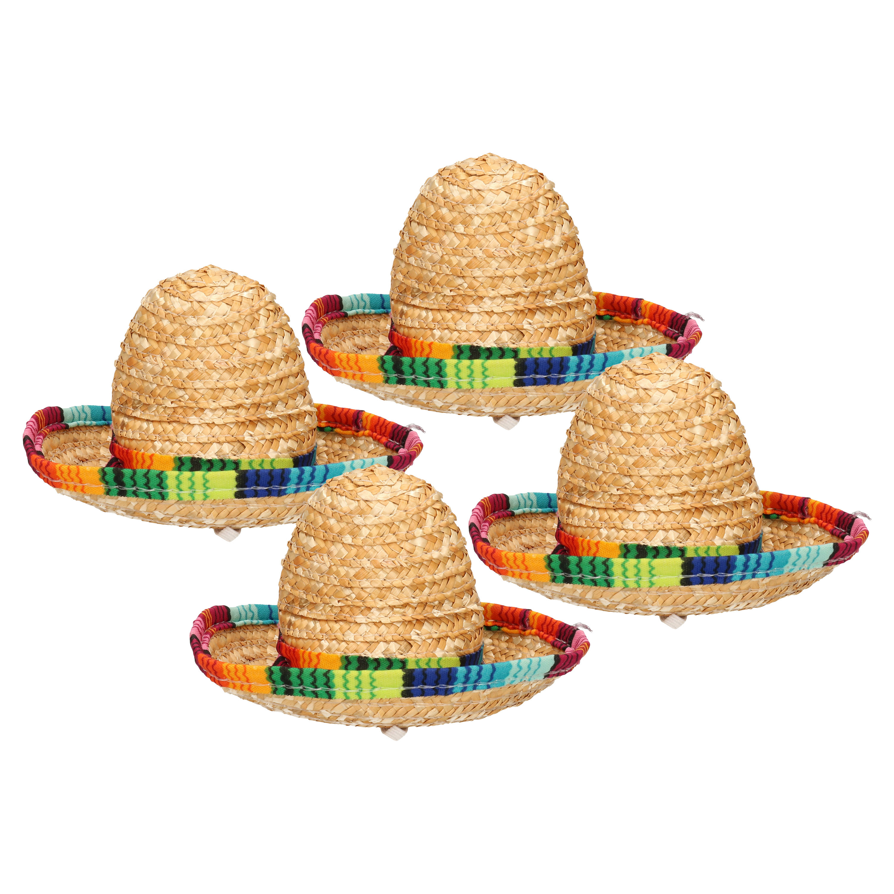 Guirca Mexicaanse mini Sombrero hoedje diadeem 4x carnaval-verkleed accessoires multi kleuren stro