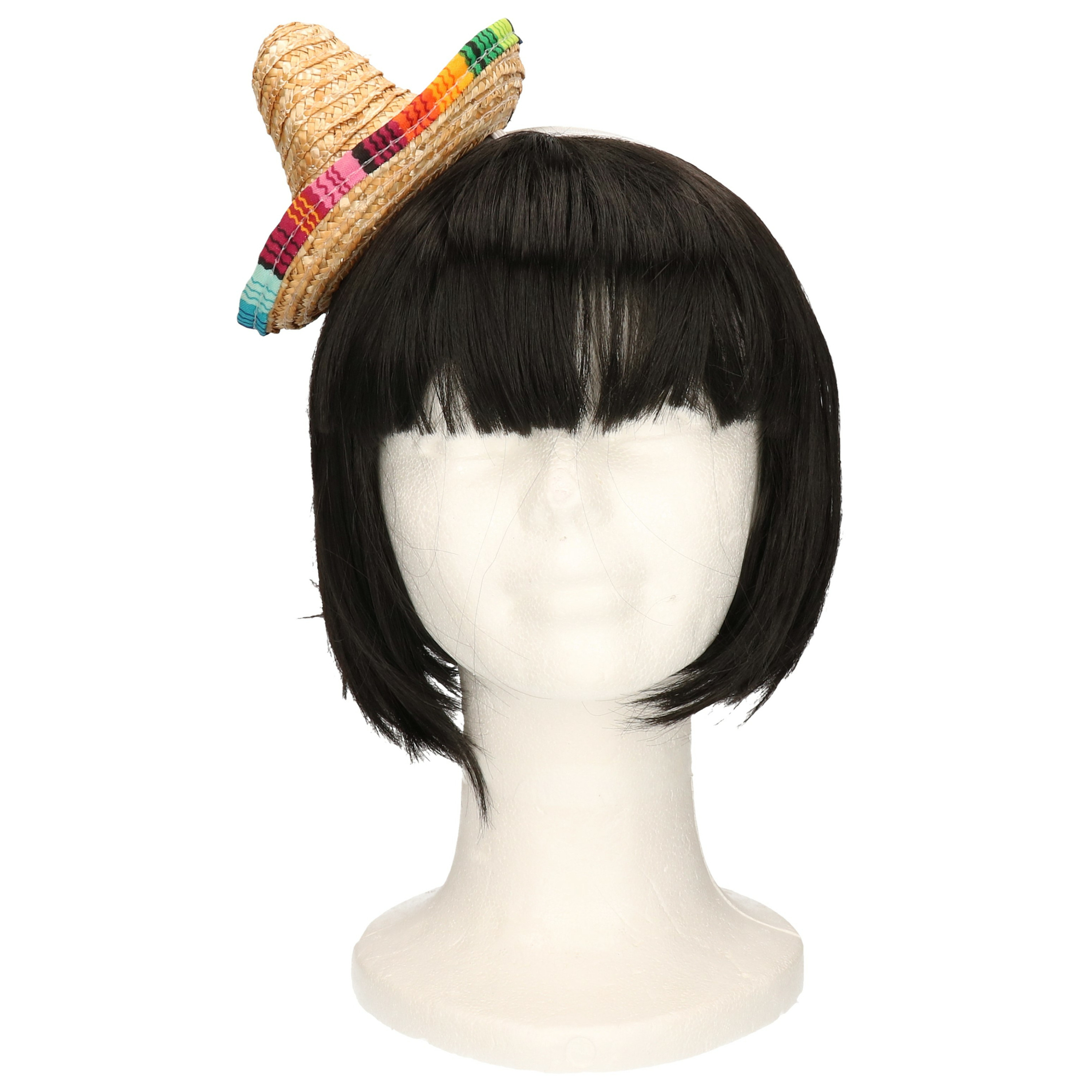 Guirca Mexicaanse mini Sombrero hoedje diadeem carnaval-verkleed accessoires multi kleuren stro