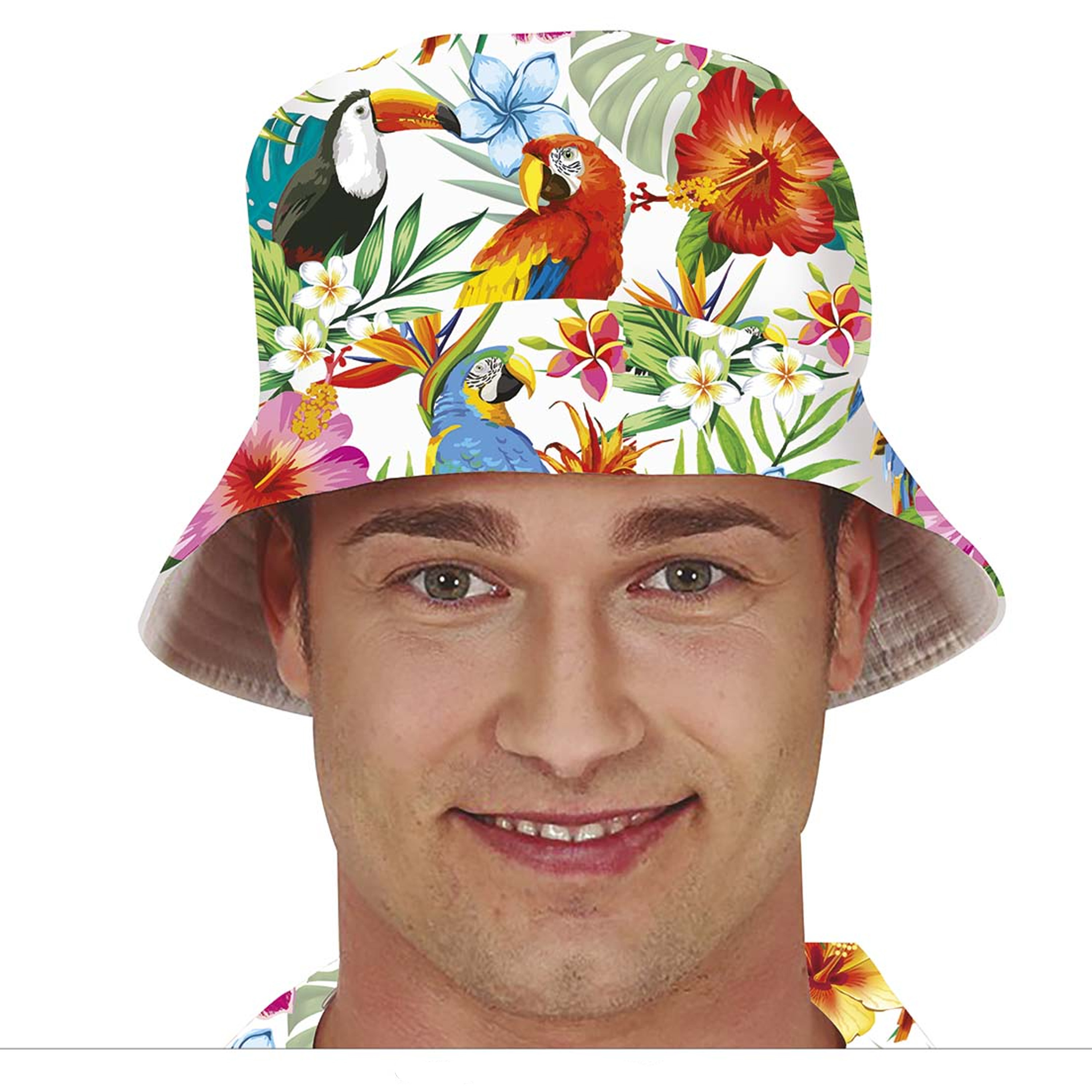 Guirca Verkleed hoedje voor Tropical Hawaii party Summer-jungle print volwassenen Carnaval