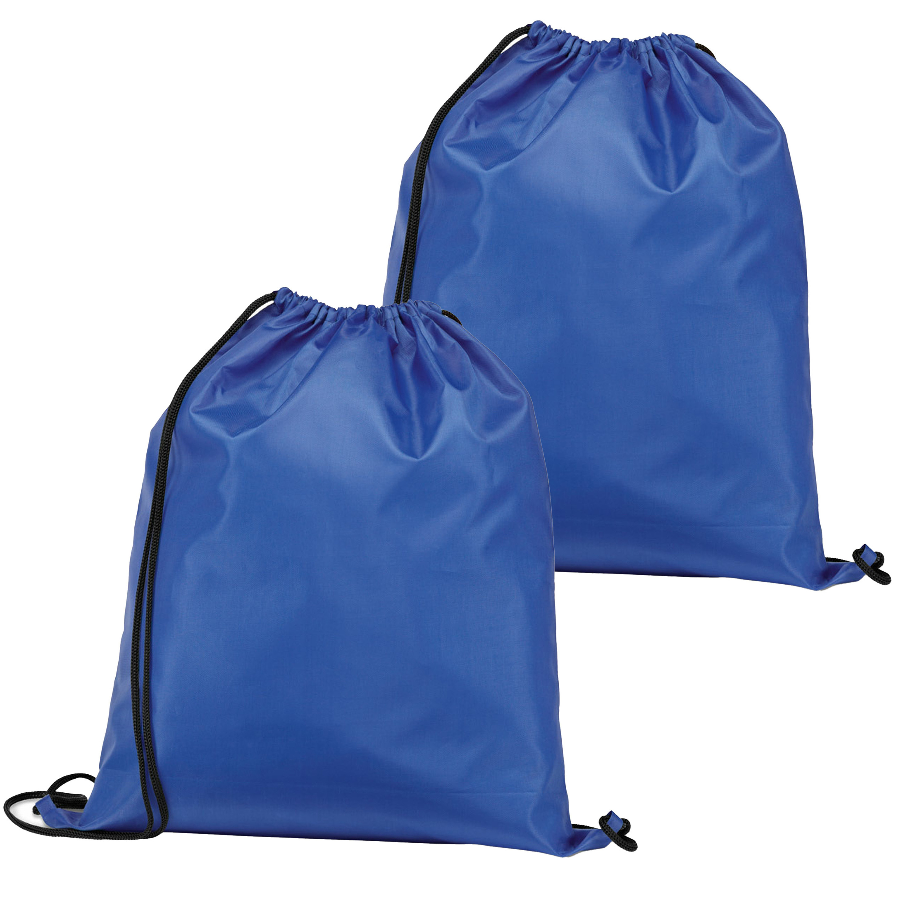 Gymtas-lunchtas-zwemtas met rijgkoord 2x voor kinderen blauw 35 x 41 cm