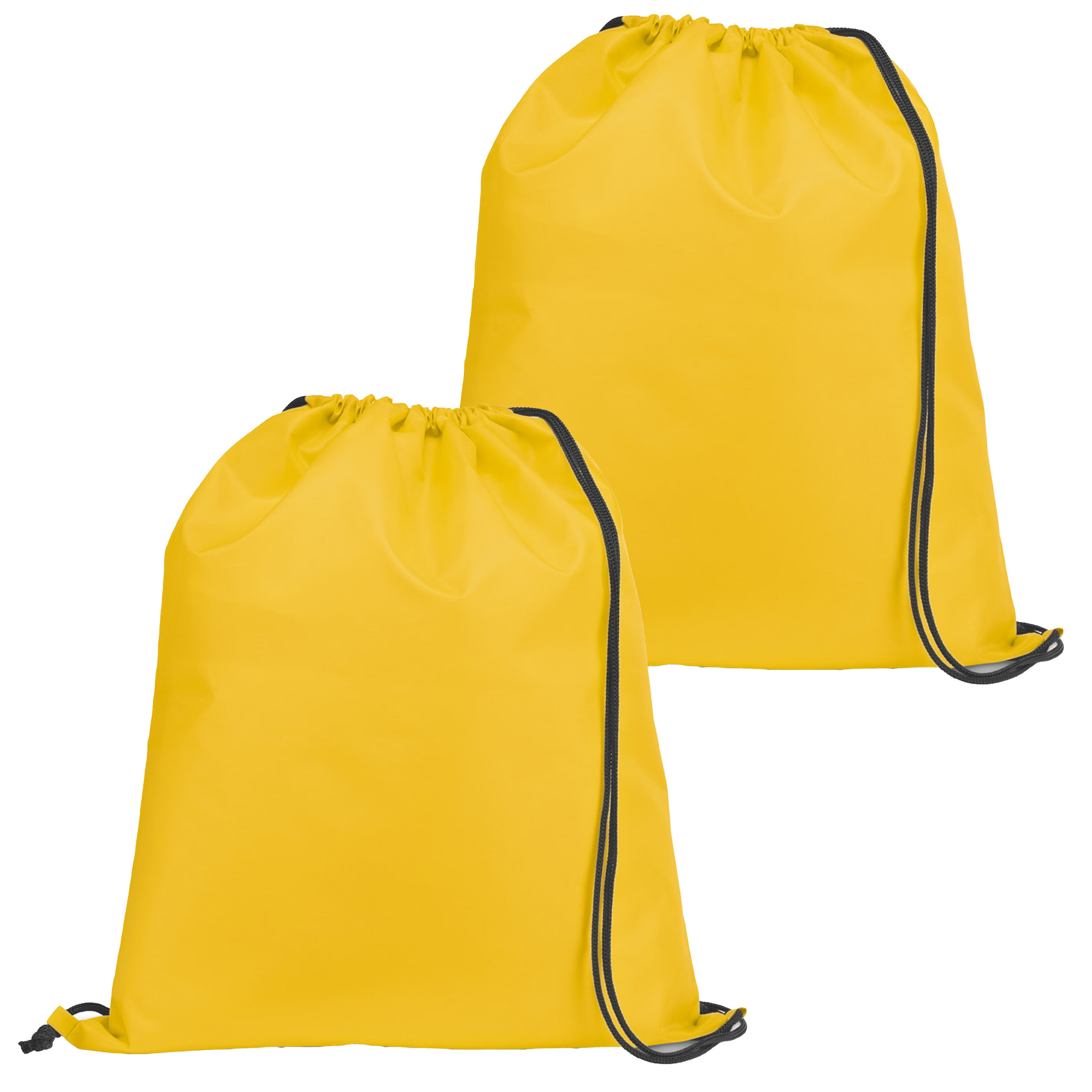Gymtas-lunchtas-zwemtas met rijgkoord 2x voor kinderen geel 35 x 41 cm
