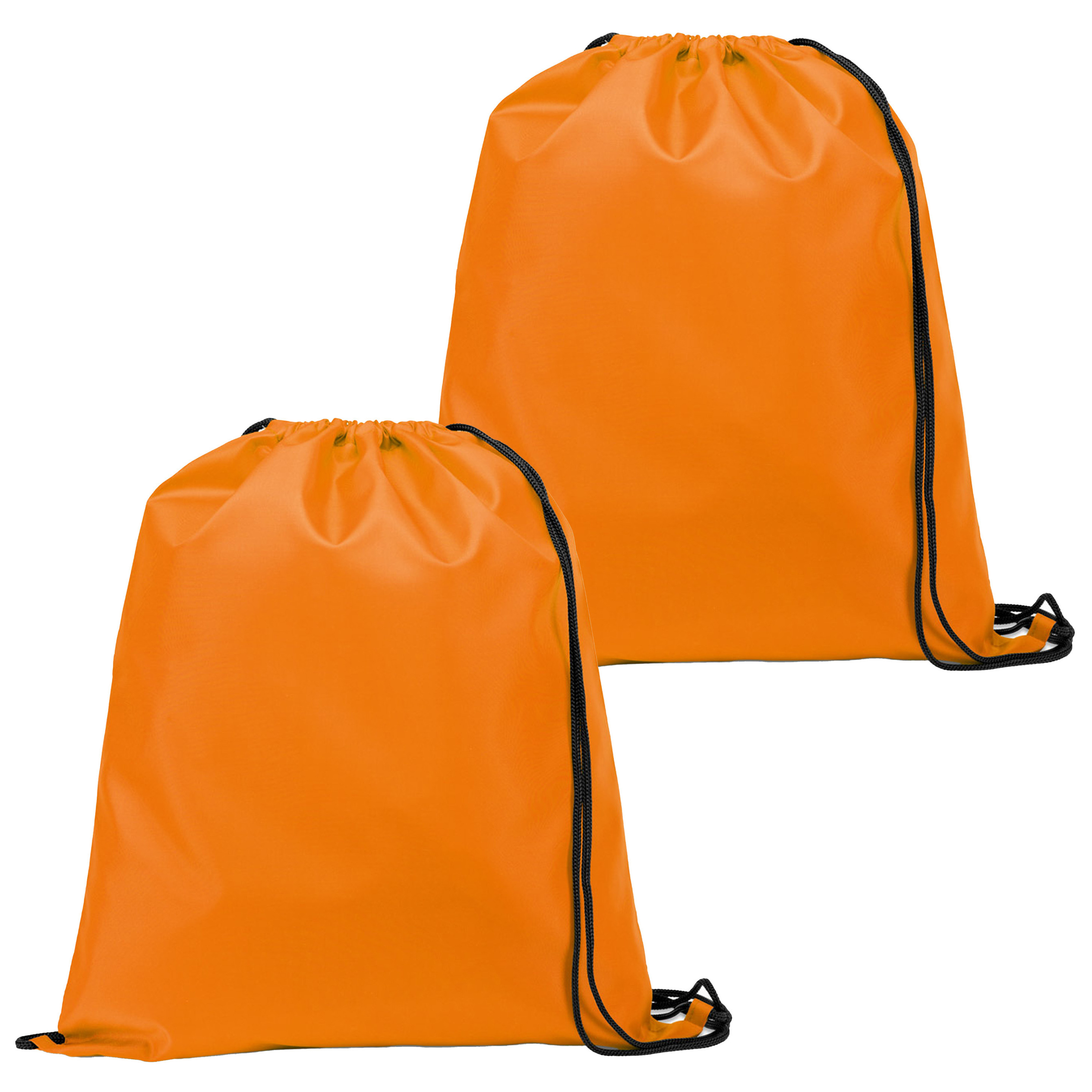 Gymtas-lunchtas-zwemtas met rijgkoord 2x voor kinderen oranje 35 x 41 cm