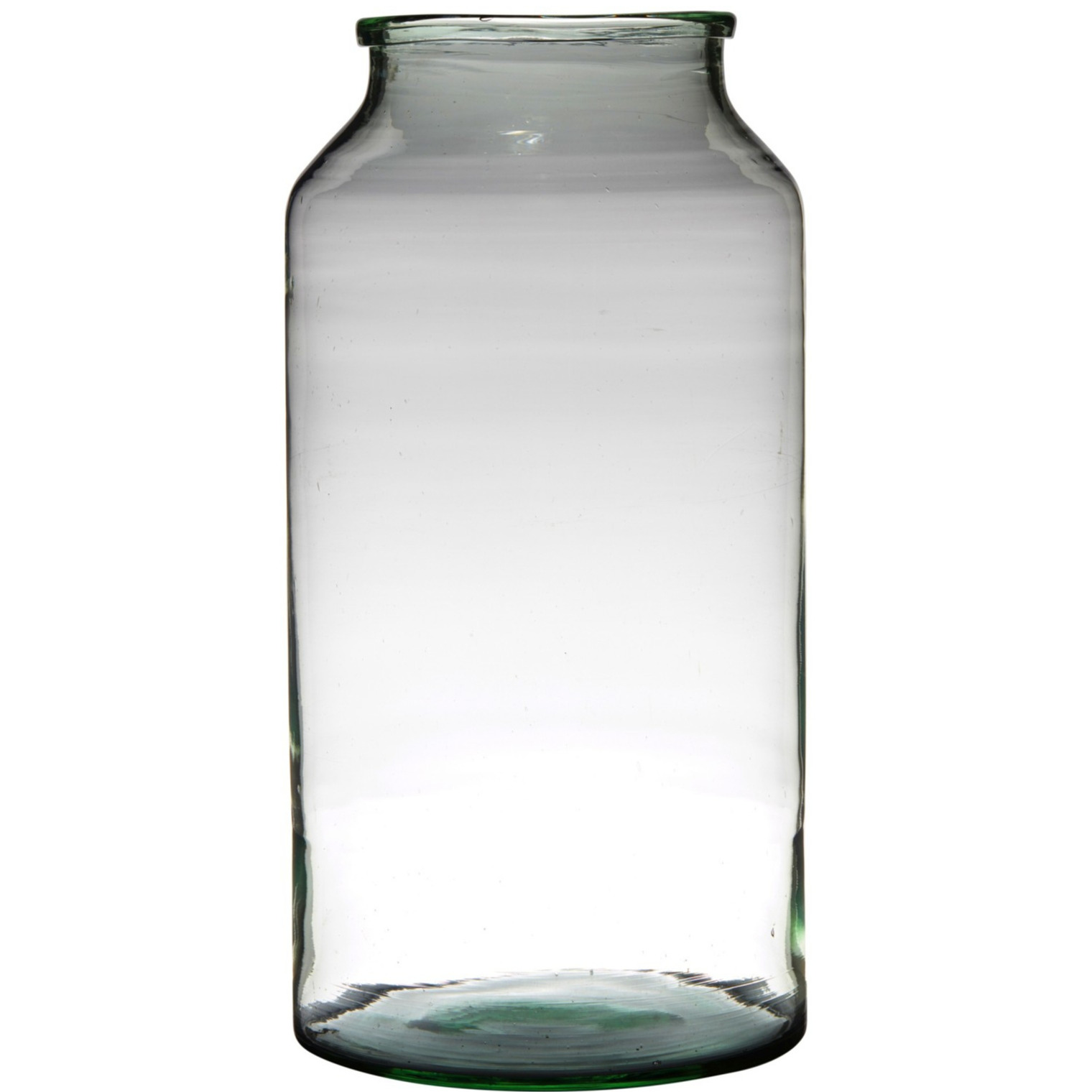 Hakbijl glas Bloemenvaas melkbus vaas gerecycled glas transparant D22 x H42 cm