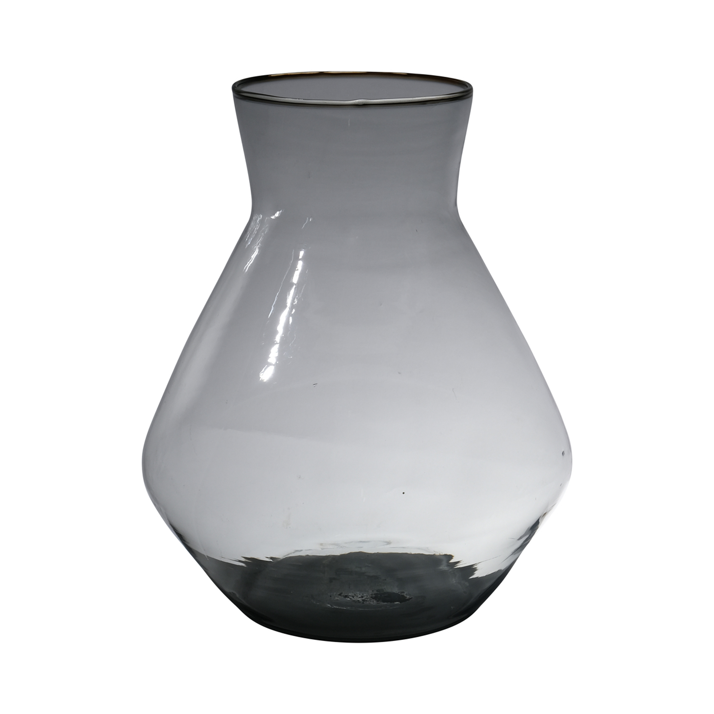 Hakbijl Glass Bloemenvaas Alexandra transparant zwart eco glas D25 x H30 cm - smoke glas