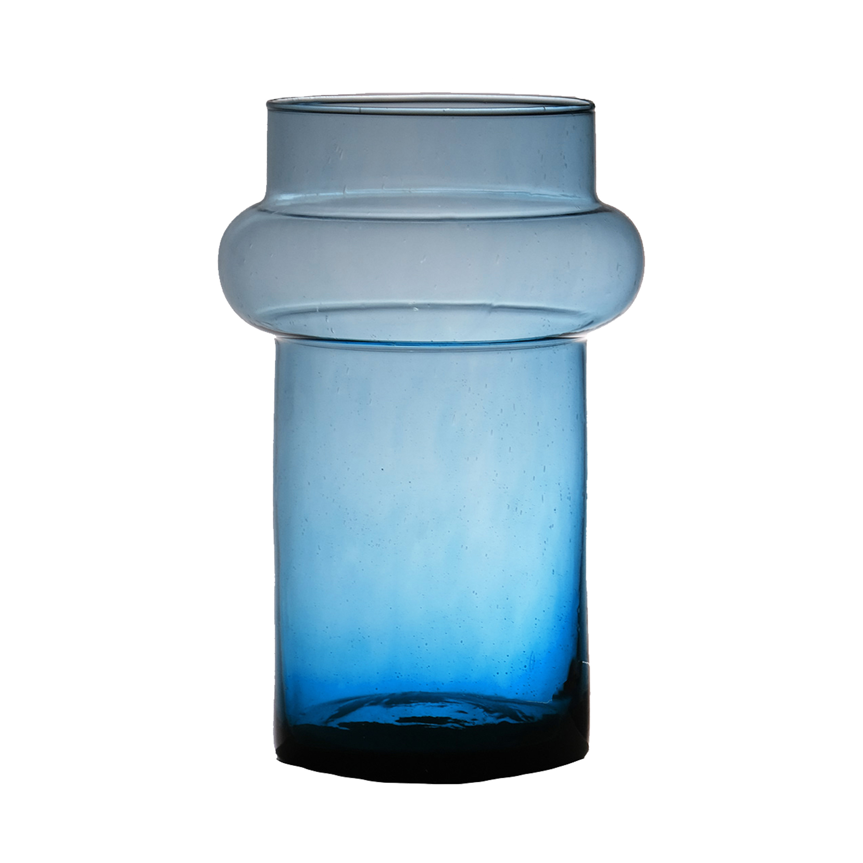 Hakbijl Glass Bloemenvaas Luna transparant blauw eco glas D16 x H25 cm cilinder vaas