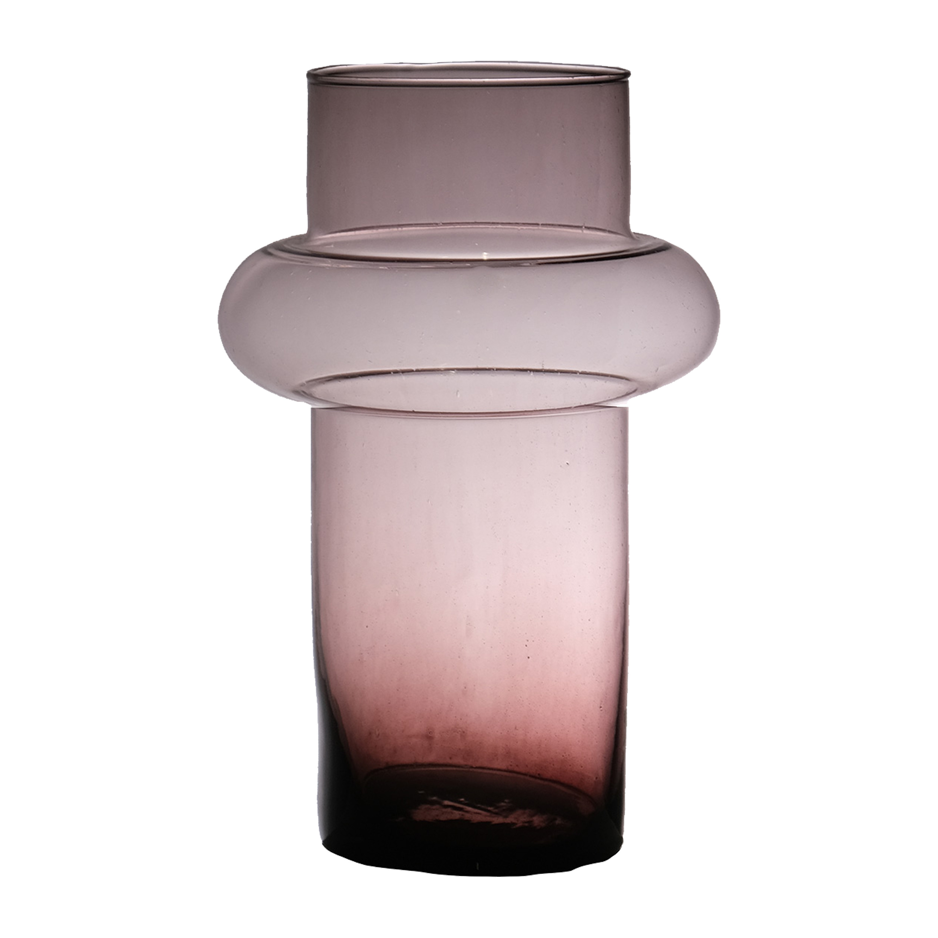 Hakbijl Glass Bloemenvaas Luna transparant mauve eco glas D19 x H30 cm cilinder vaas