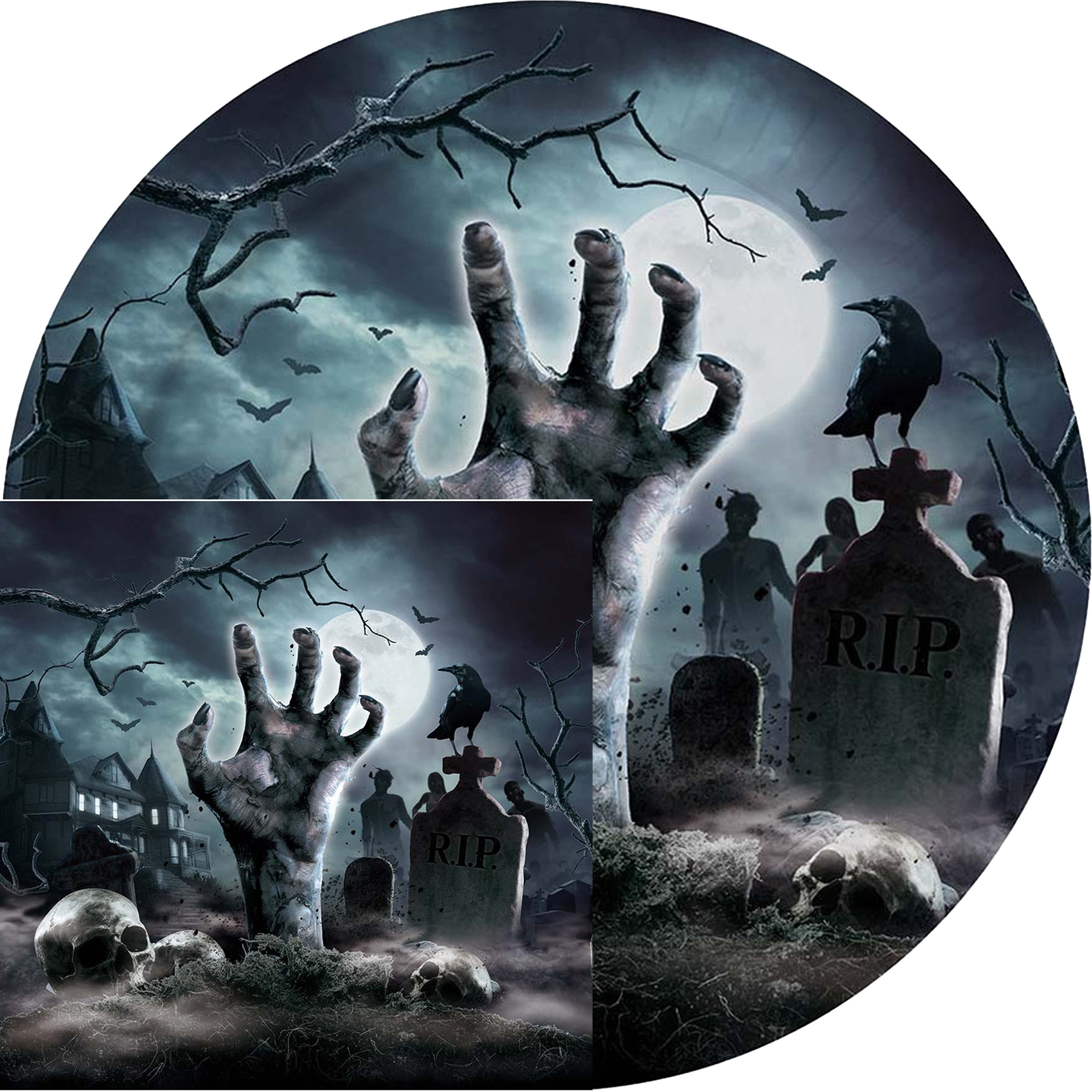 Halloween-horror kerkhof feest bord en servet 24x zwart- papier