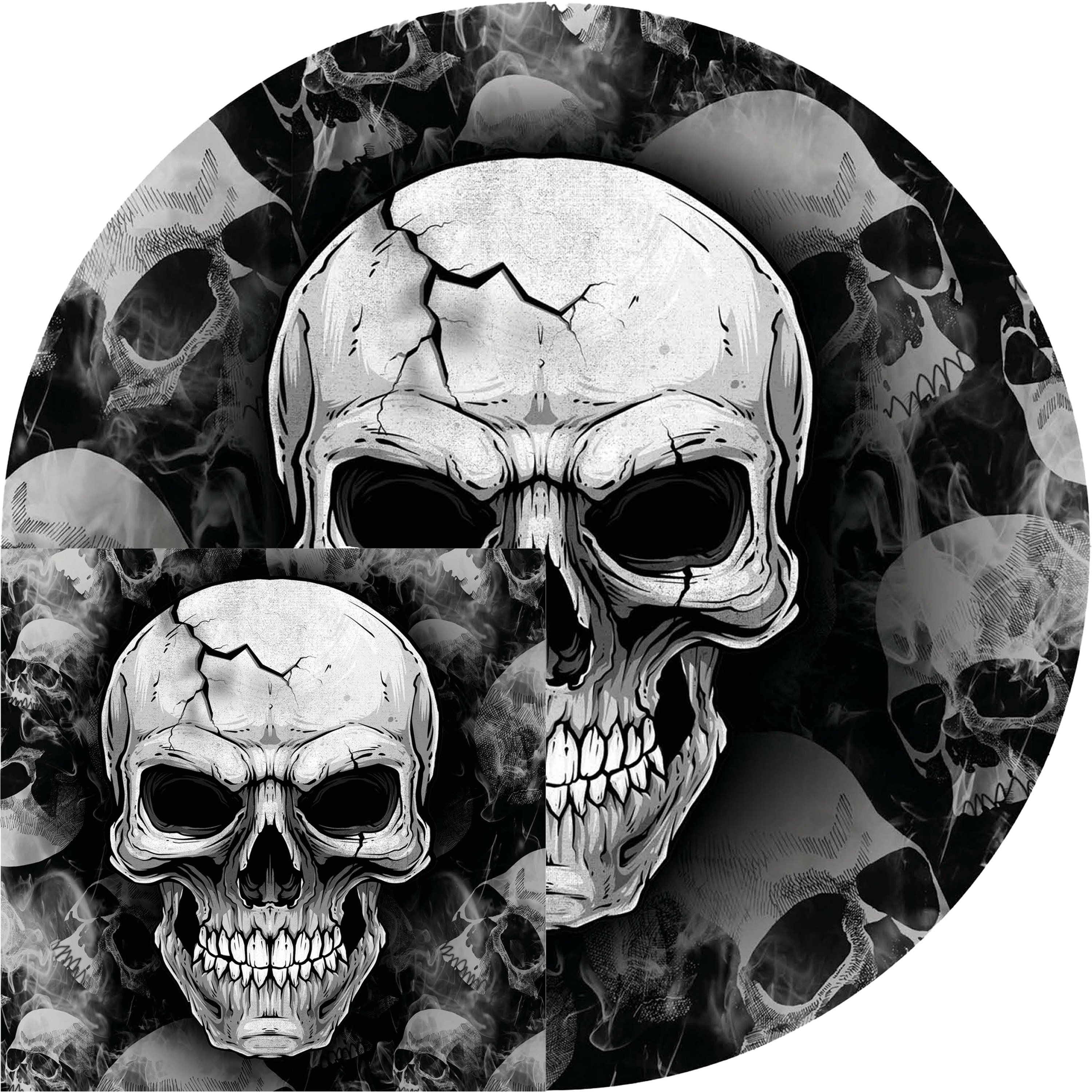 Halloween-horror schedel-doodshoofd feest bord en servet 24x zwart- papier