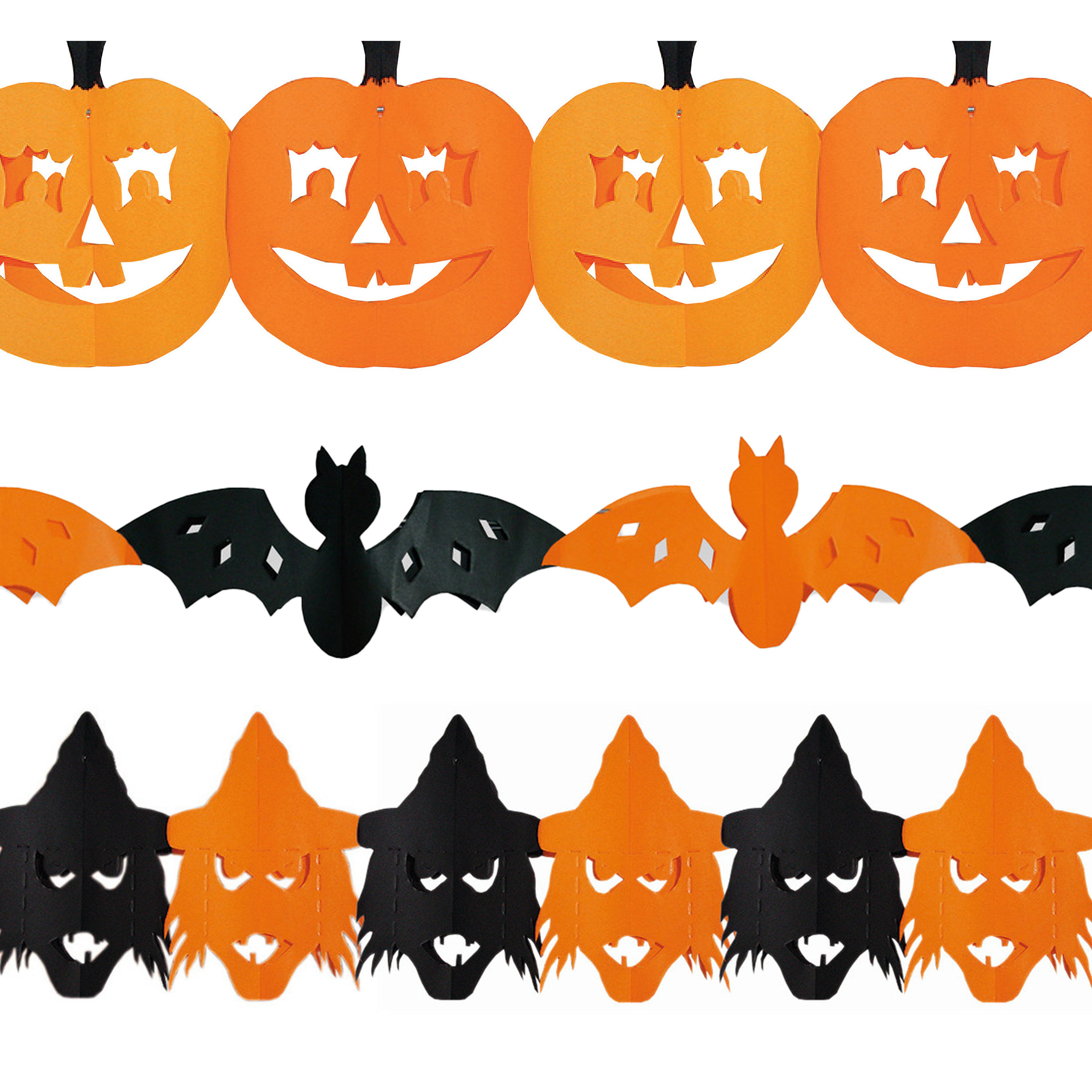 Halloween-horror versiering set van 3x thema feestslingers van 3 meter papier