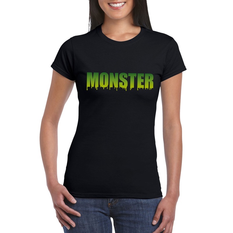Halloween monster shirt zwart dames