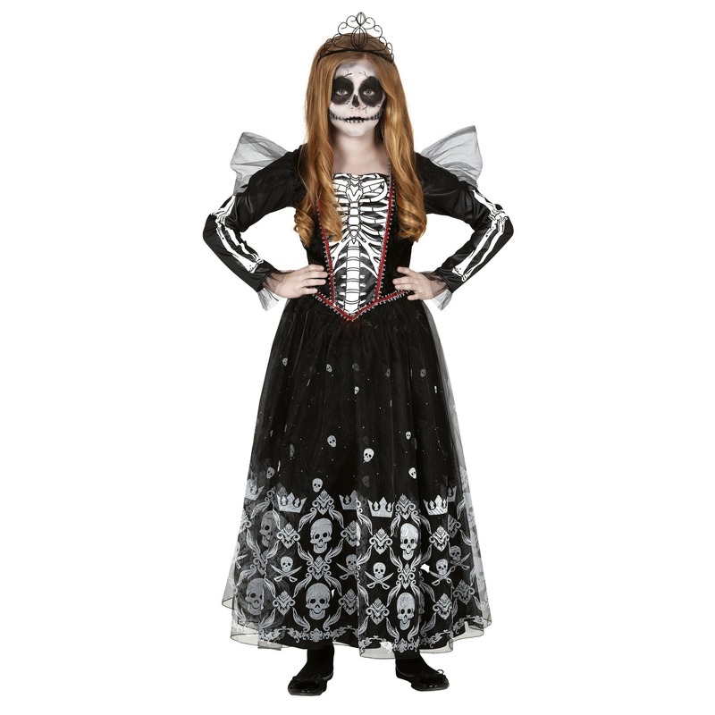 Halloween skelet jurk met doodshoofden voor meisjes