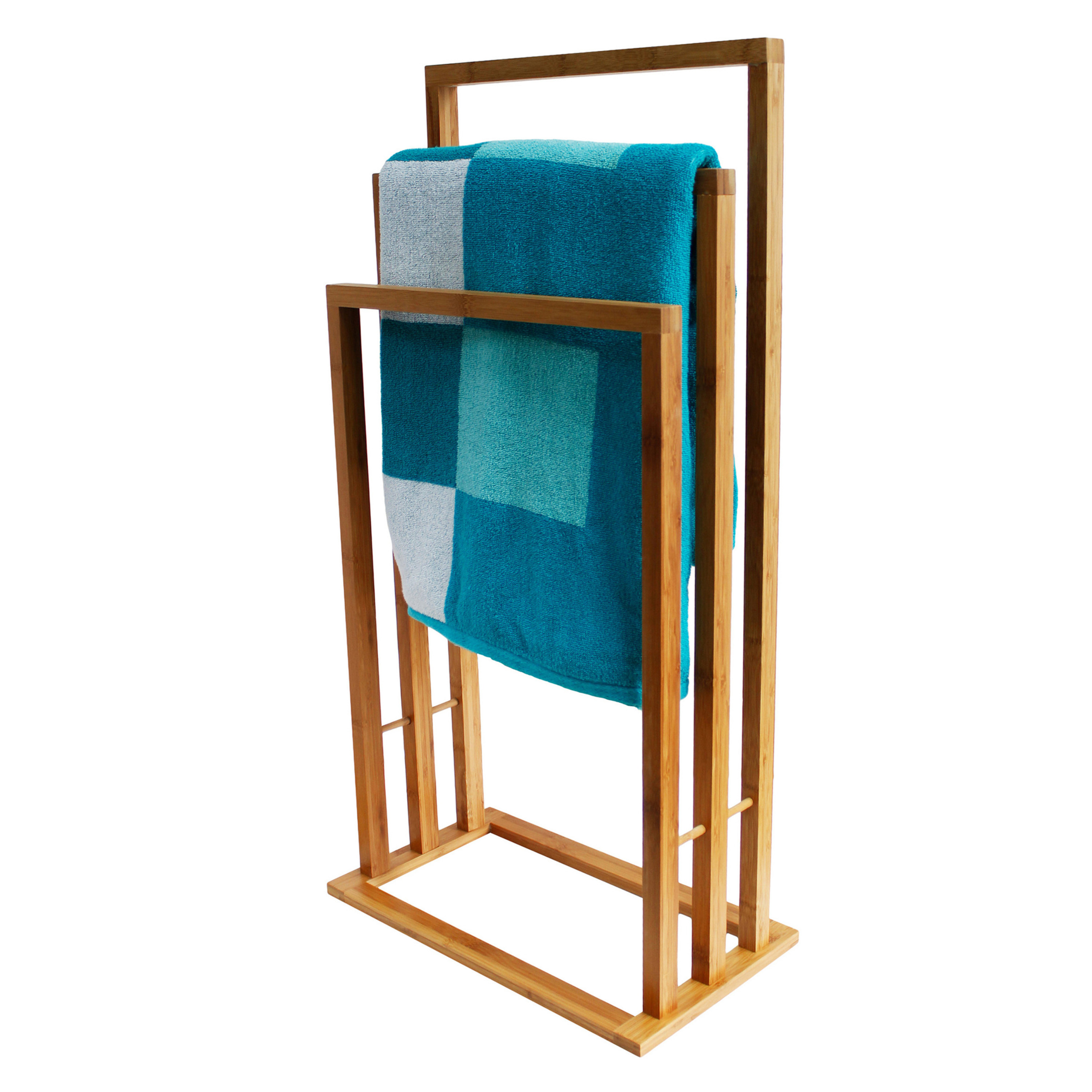 Handdoekenrek Titan voor in de badkamer bamboe hout lichtbruin 42 x 24 x 82 cm