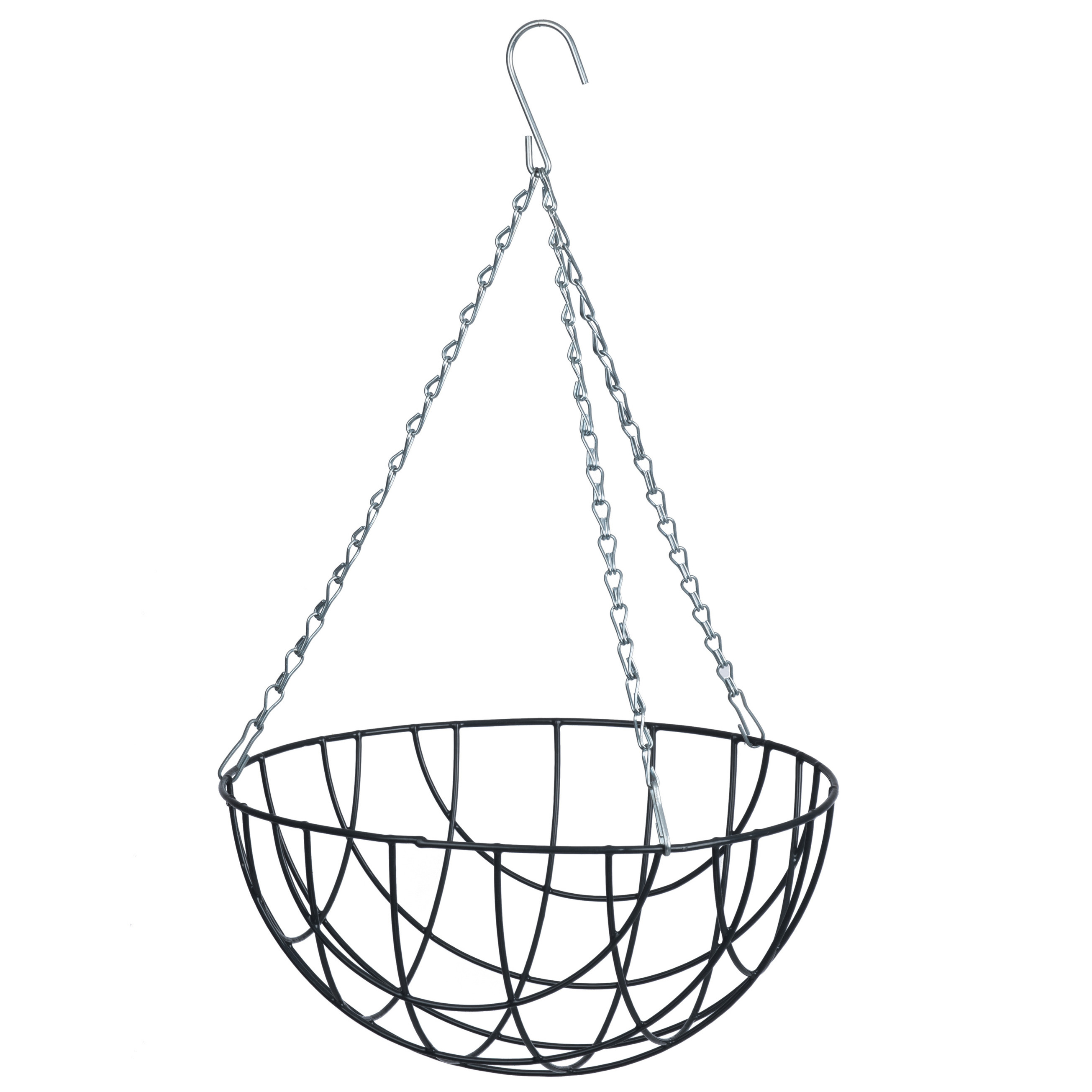 Hangende plantenbak metaaldraad donkergrijs met ketting H16 x D30 cm hanging basket