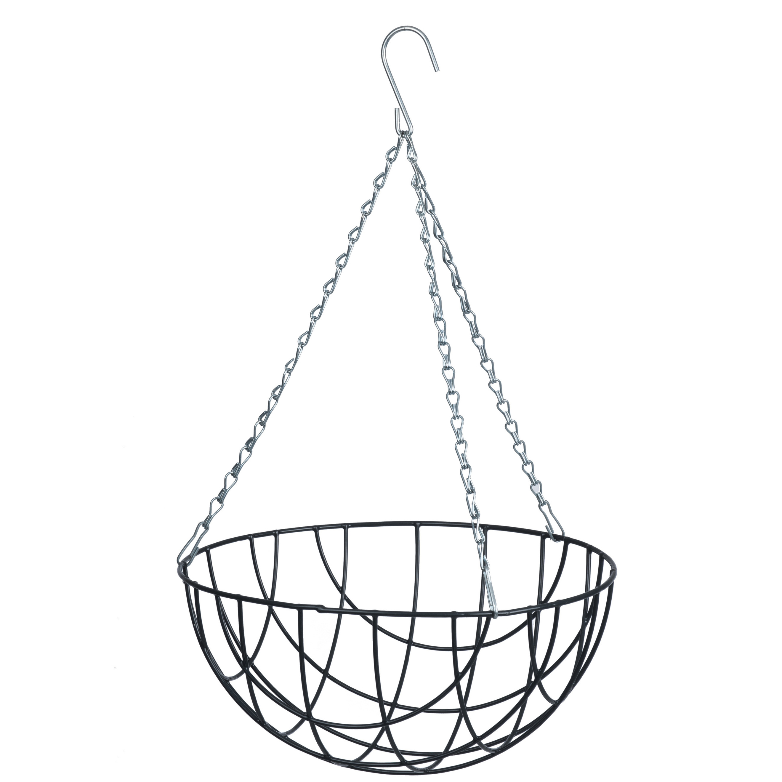 Hangende plantenbak metaaldraad donkergroen met ketting H13 x D25 cm hanging basket