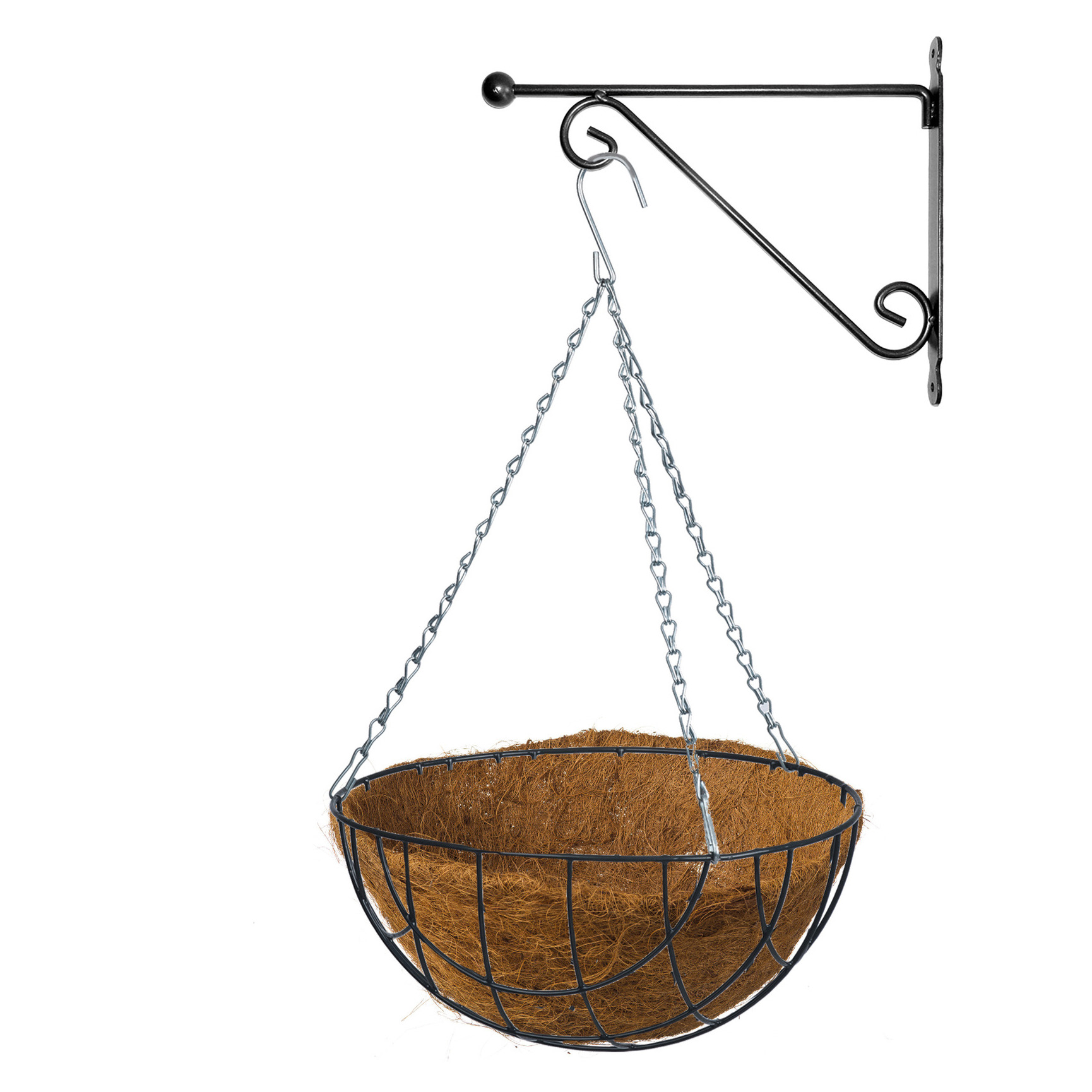Hanging basket 30 cm met metalen muurhaak en kokos inlegvel