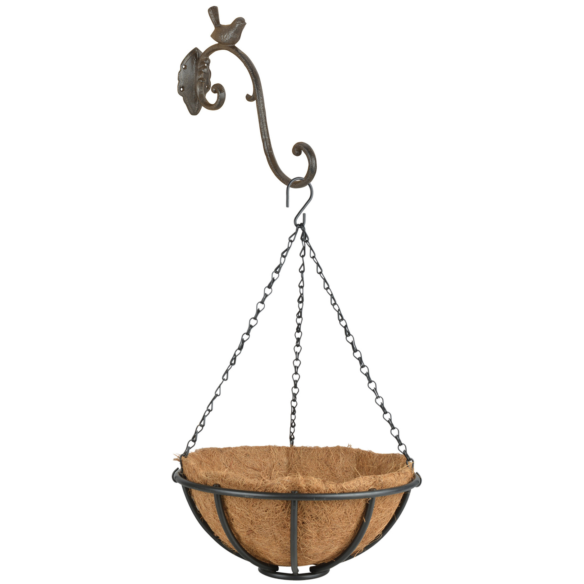 Hanging basket 30 cm van metaal met ijzeren muurhaak complete hangmand set