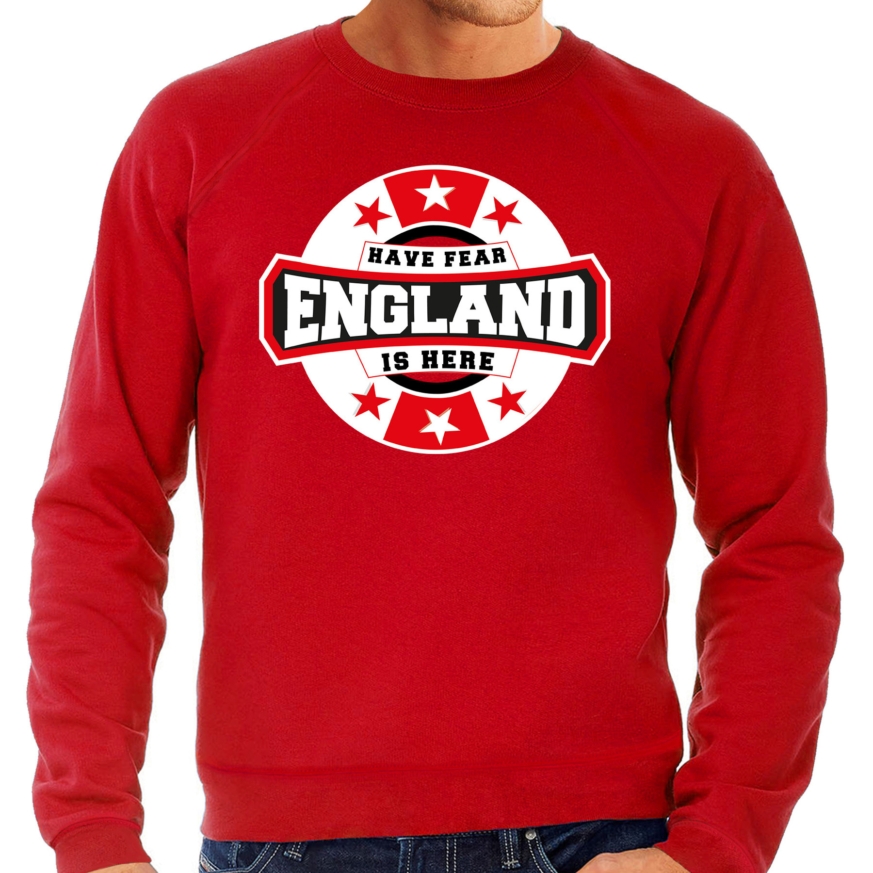 Have fear England-Engeland is here supporter trui-kleding met sterren embleem rood voor heren