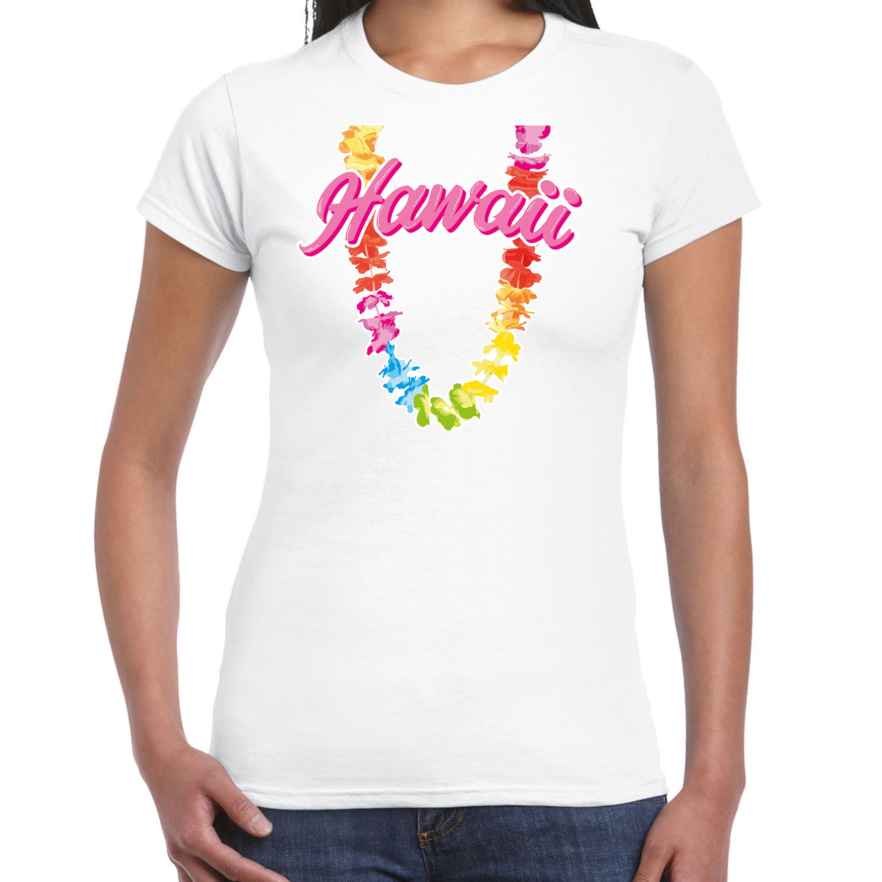 Hawaii slinger t-shirt wit voor dames
