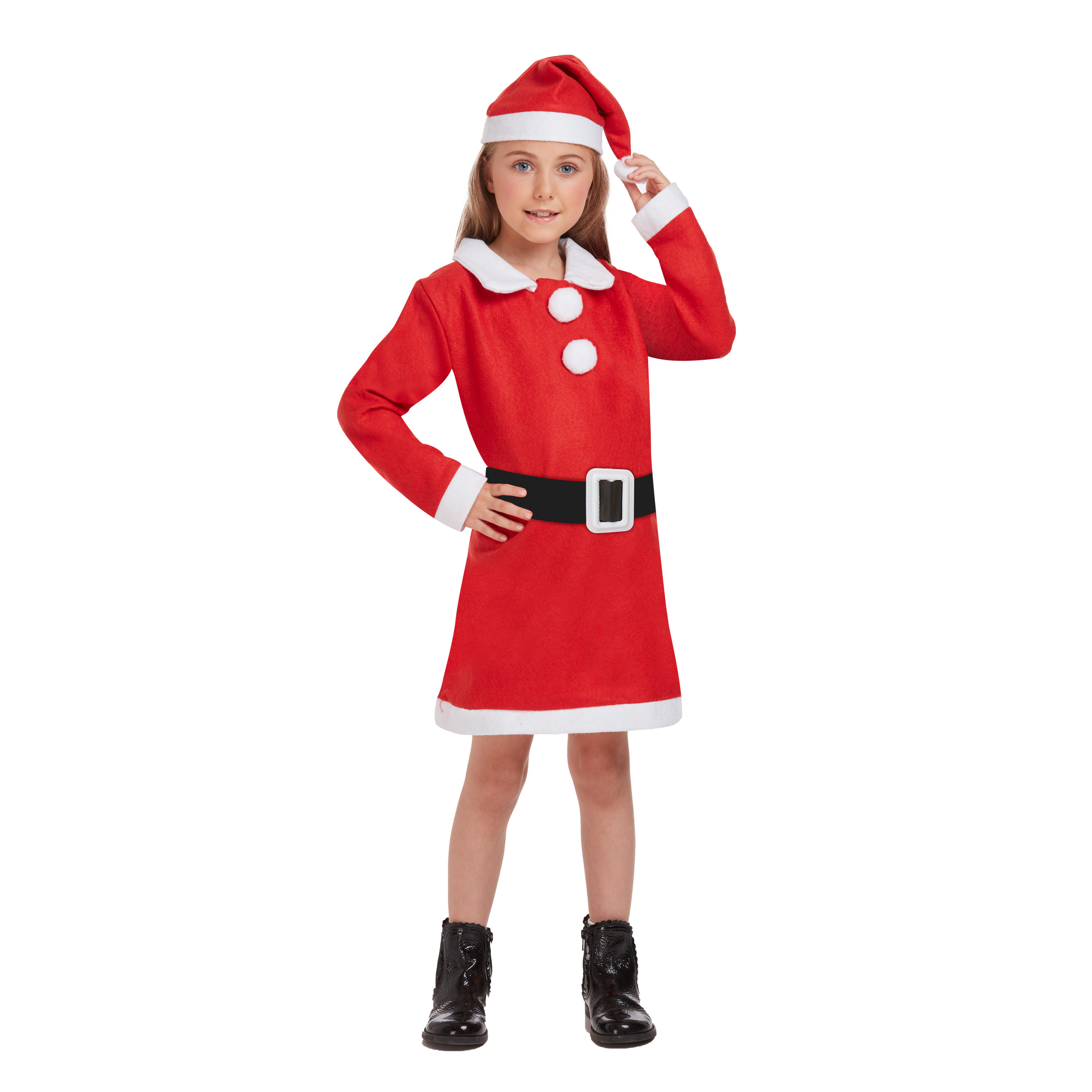 Henbrandt kerstman verkleedjurkje met kerstmuts meisjes 10-12 jaar