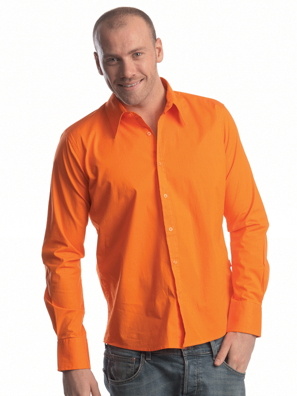 Oranje heren overhemd Colors LS