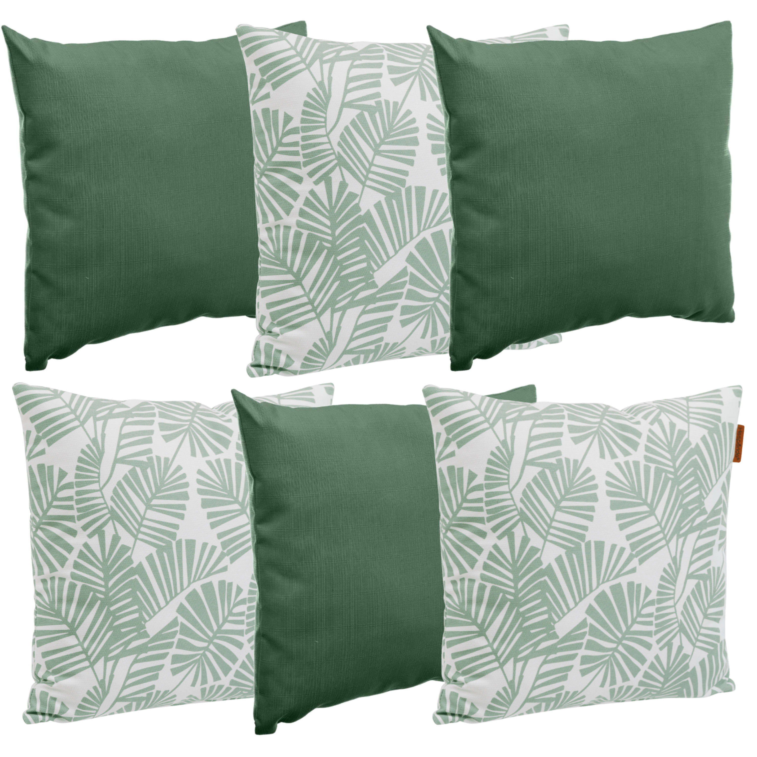 Hesperide Bank-sier-tuin kussens binnen-buiten set 6x stuks palm print-groen 40x40 cm