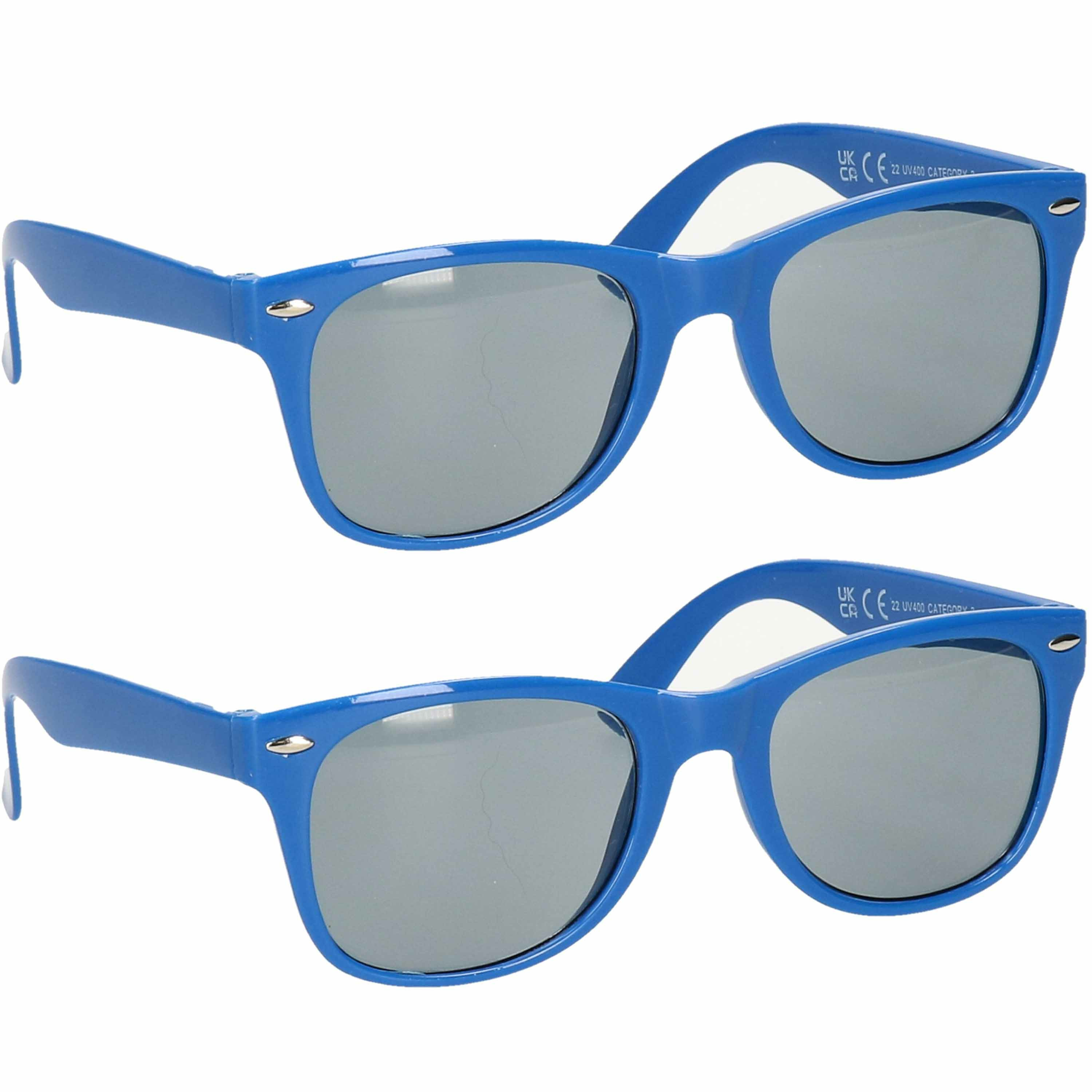 Hippe feest zonnebril met blauw montuur 2x stuks