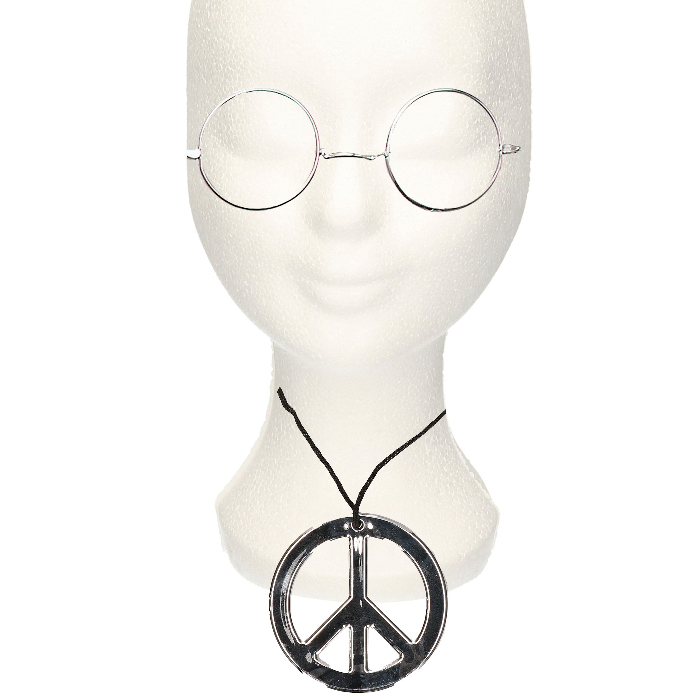 Hippie Flower Power verkleed set ketting met party bril
