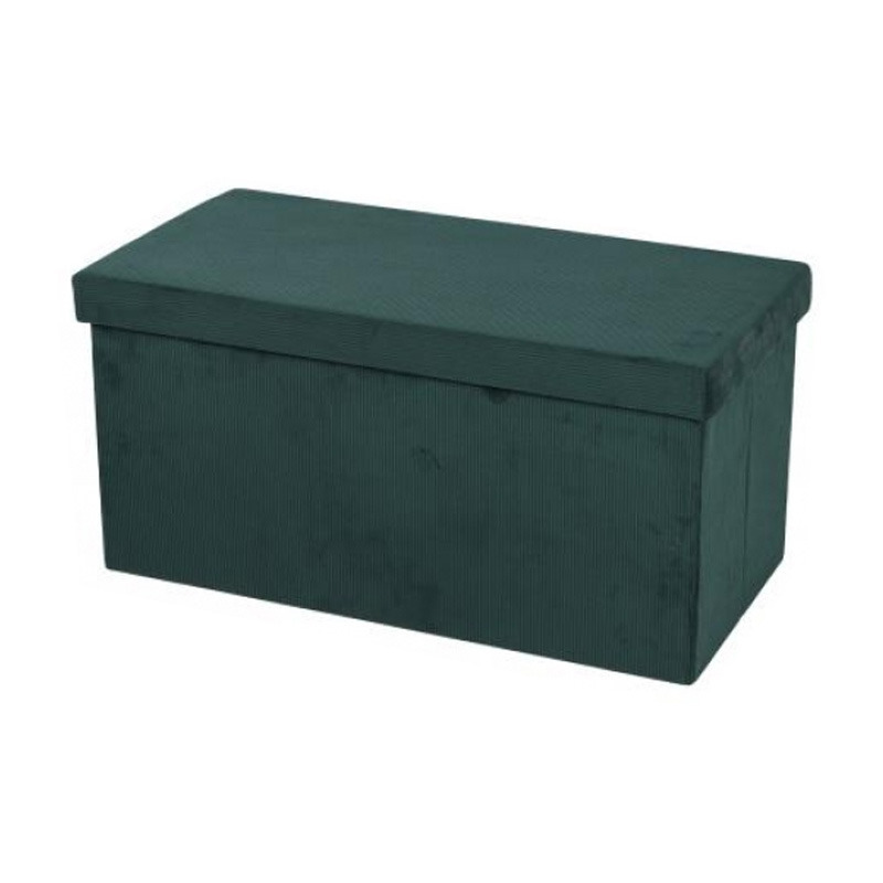 Hocker bank poef XXL opbergbox smaragd groen polyester-mdf 76 x 38 x 38 cm