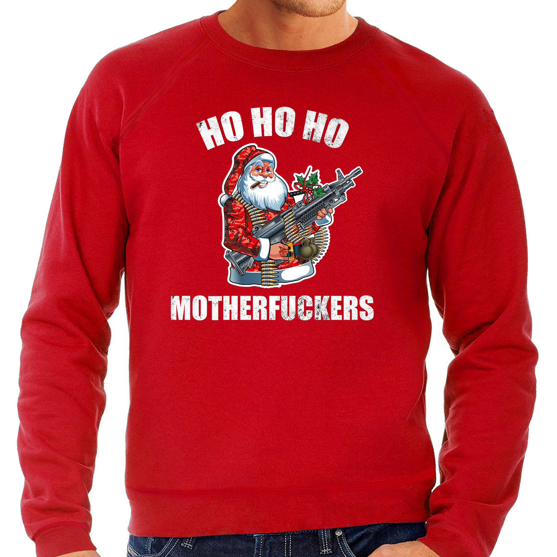 Hohoho motherfuckers foute Kerstsweater-Kersttrui rood voor heren