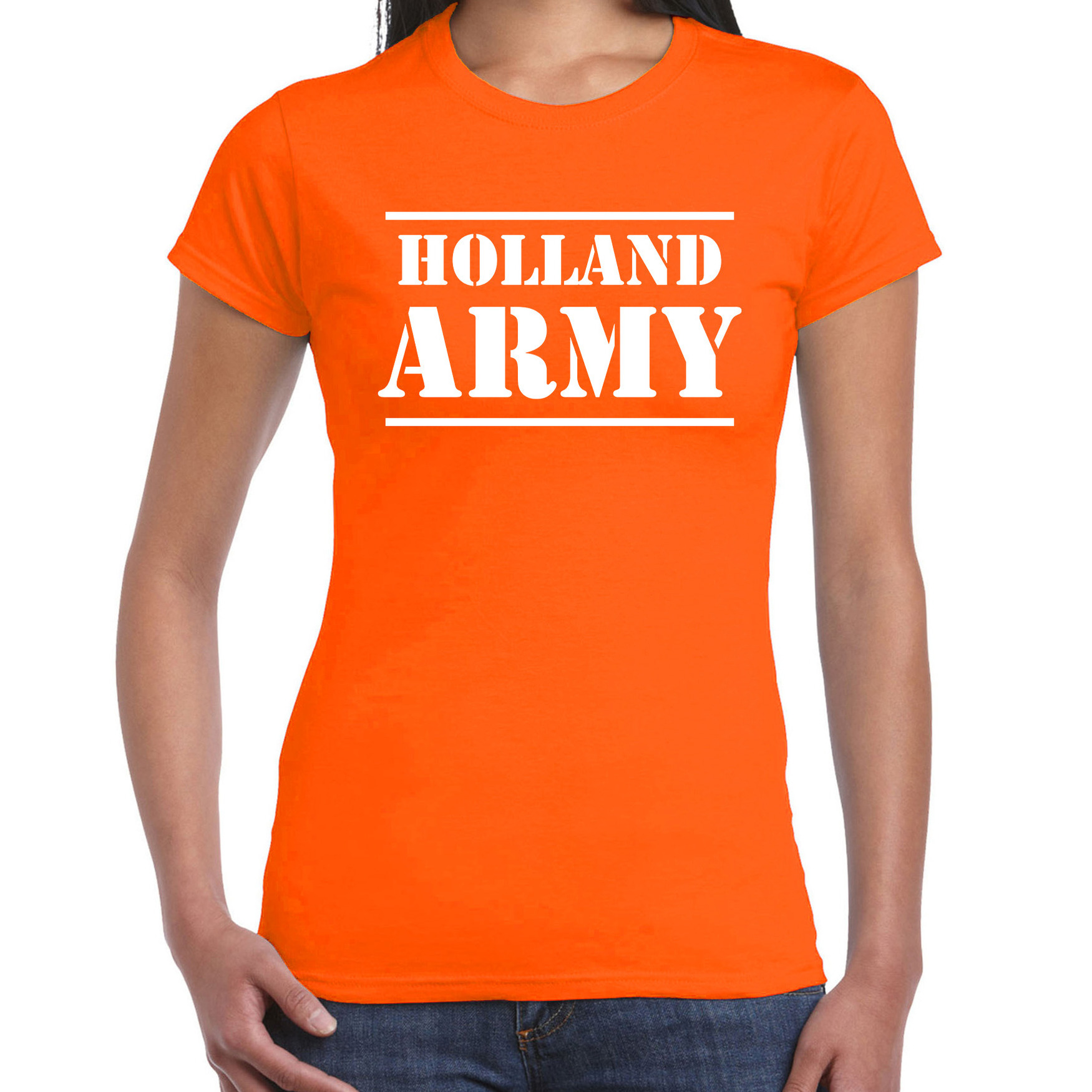 Holland army-Holland leger supporter-fan t-shirt oranje voor dames EK-WK-Race