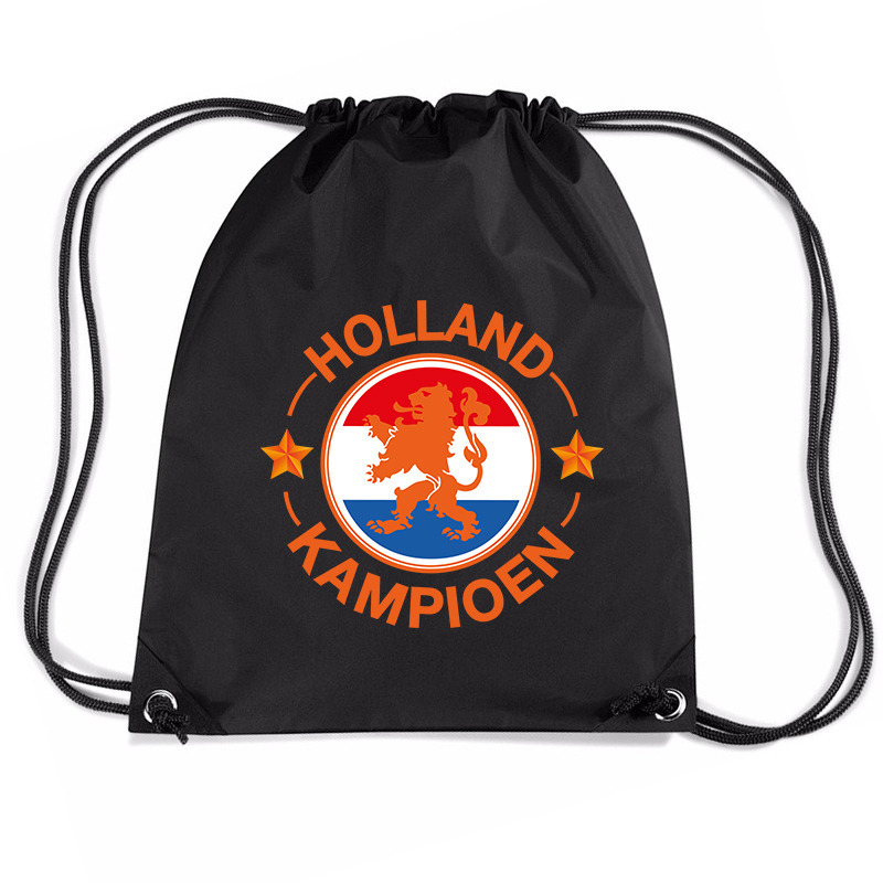Holland kampioen leeuw nylon supporter rugzakje-sporttas zwart EK- WK voetbal-Koningsdag
