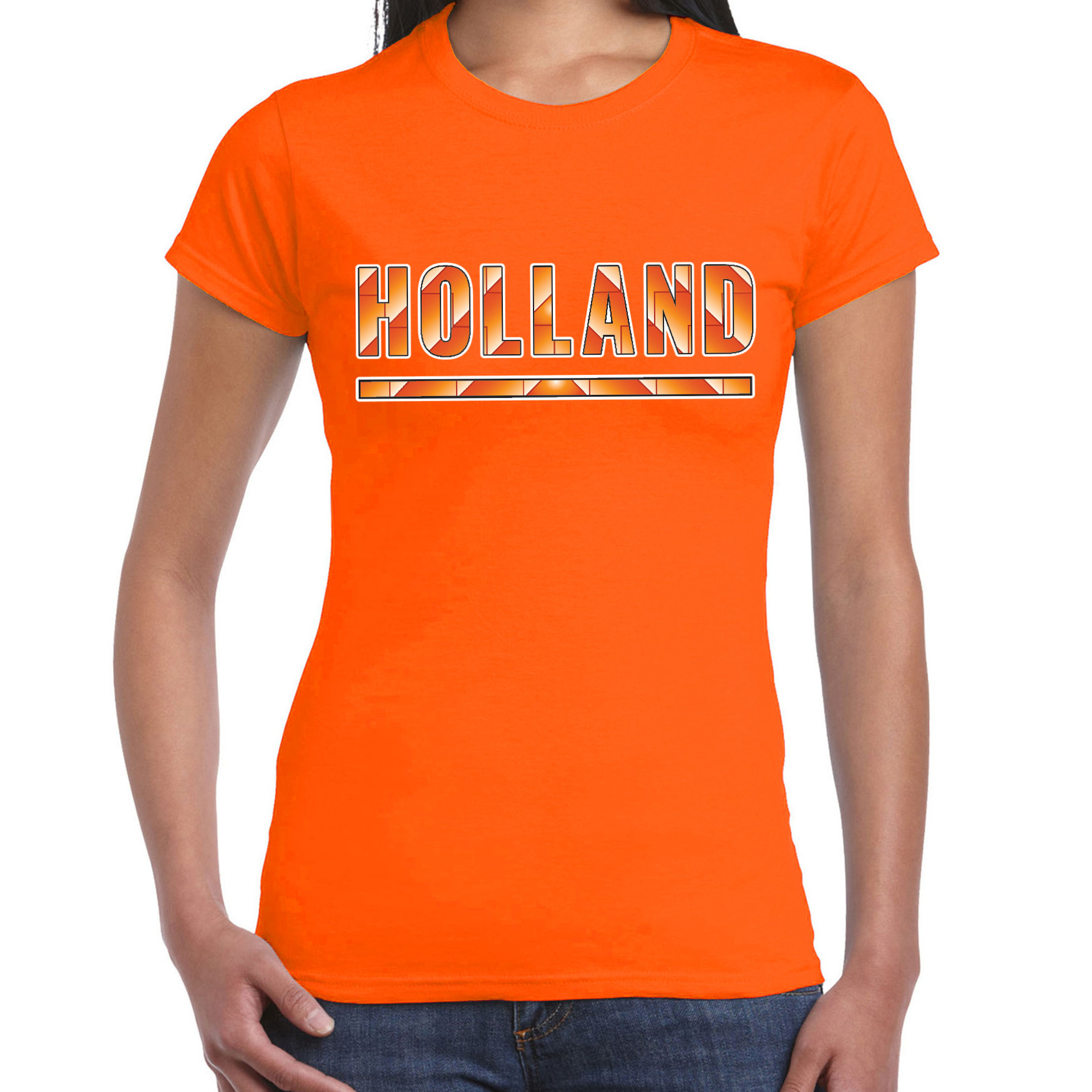 Holland-Nederlands elftal supporter t-shirt oranje voor dames
