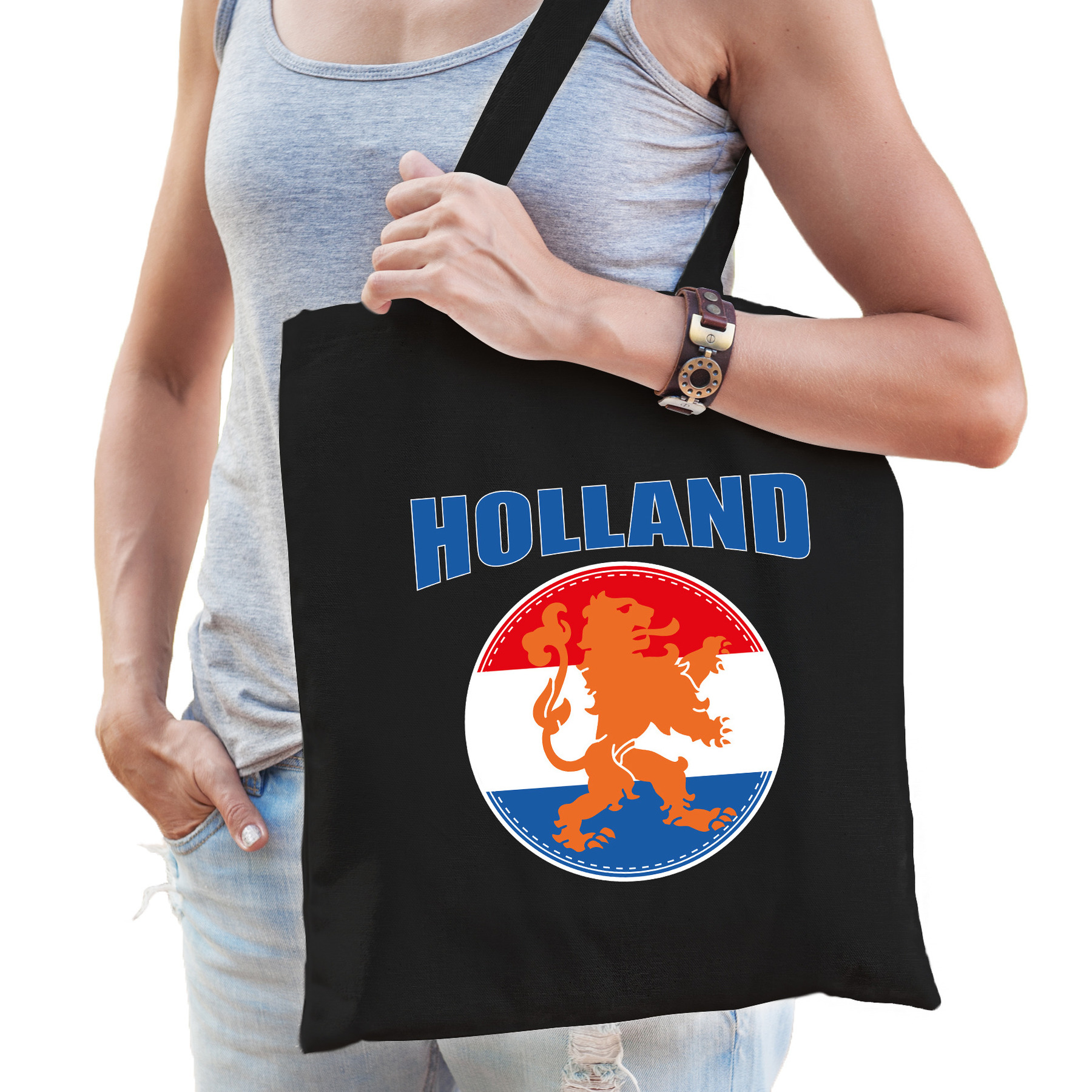 Holland oranje leeuw oranje supporter tas zwart voor dames en heren EK- WK voetbal-Koningsdag