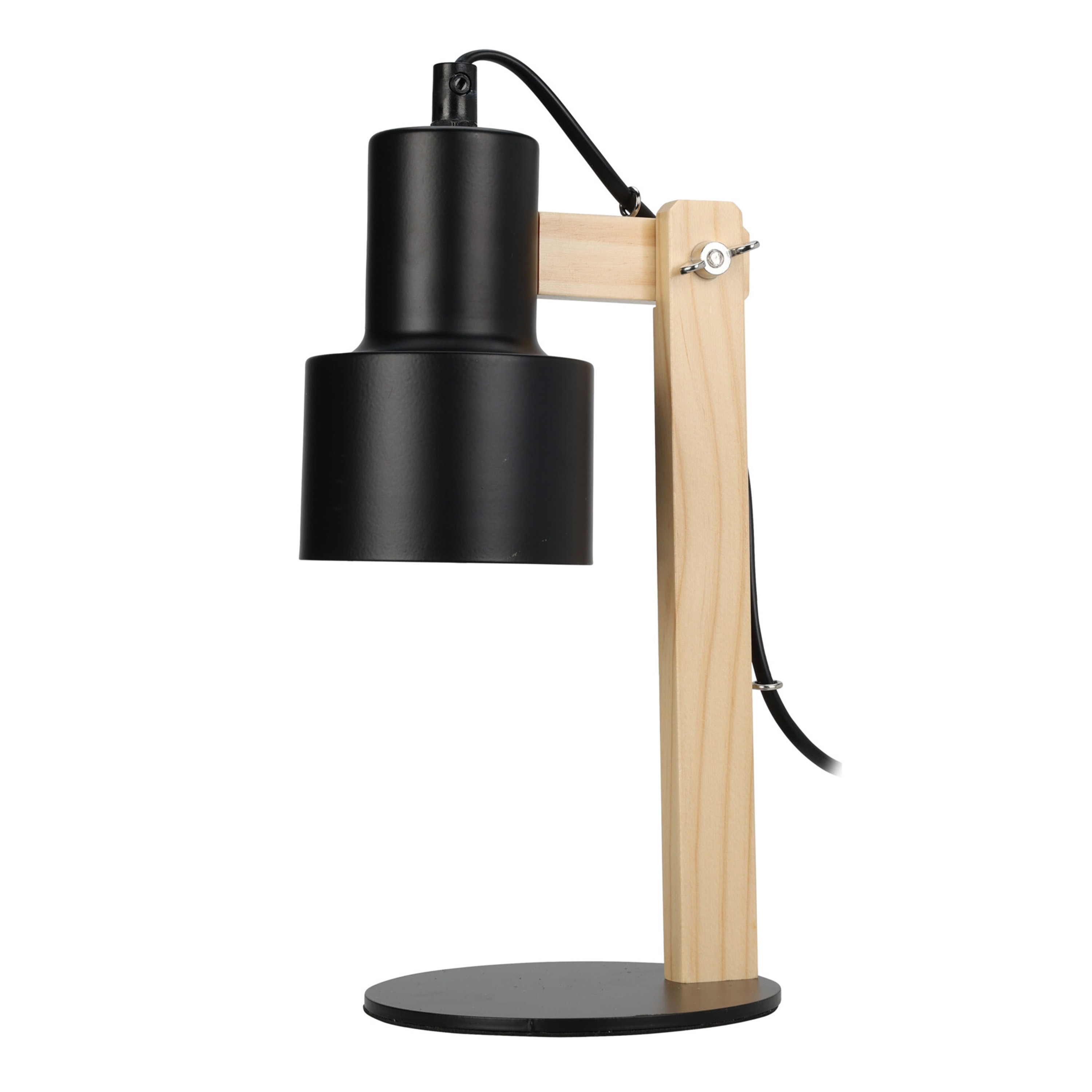 Home & Styling Tafellamp-bureaulampje Design Light hout-metaal zwart H32 cm Leeslamp