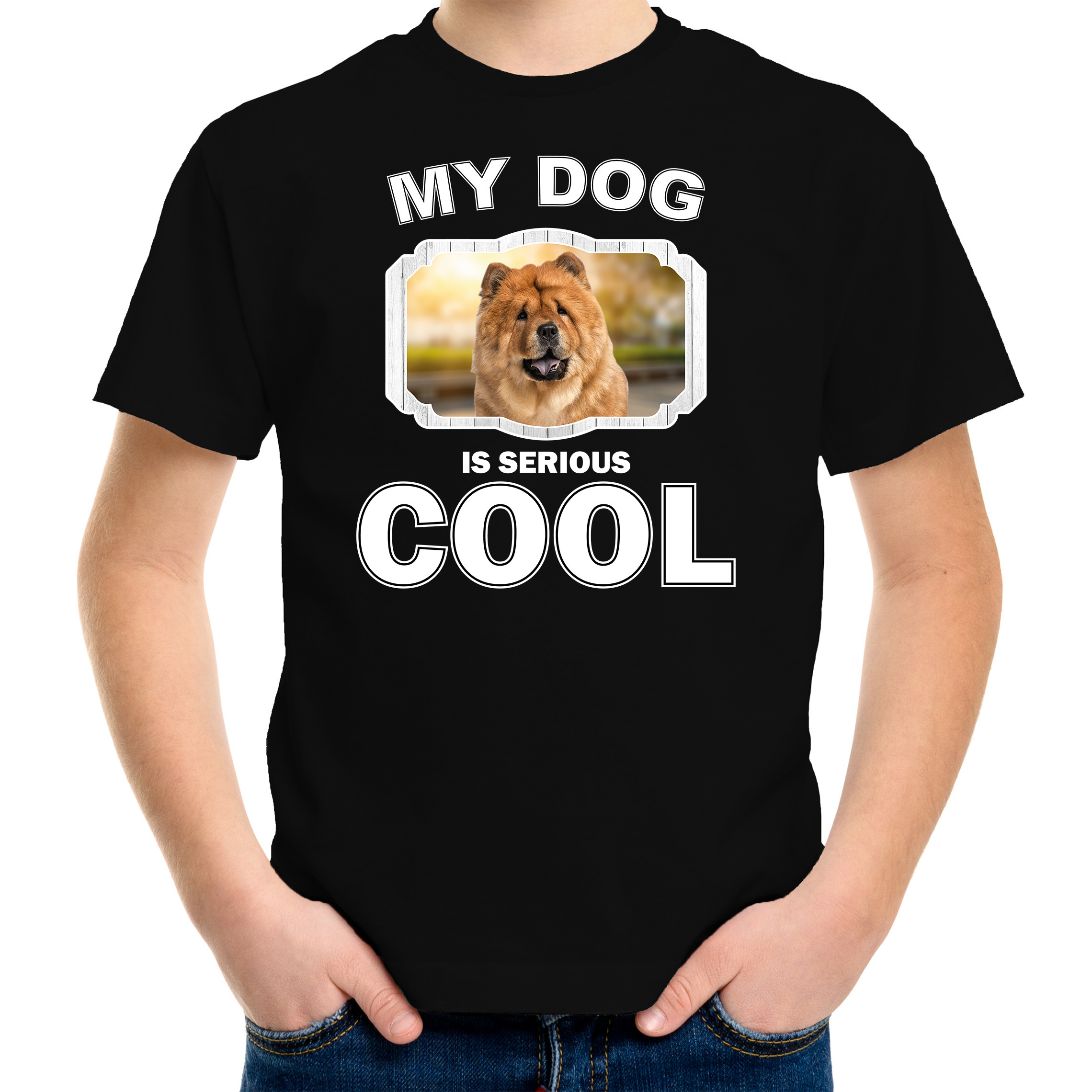 Honden liefhebber shirt Chow chow my dog is serious cool zwart voor kinderen