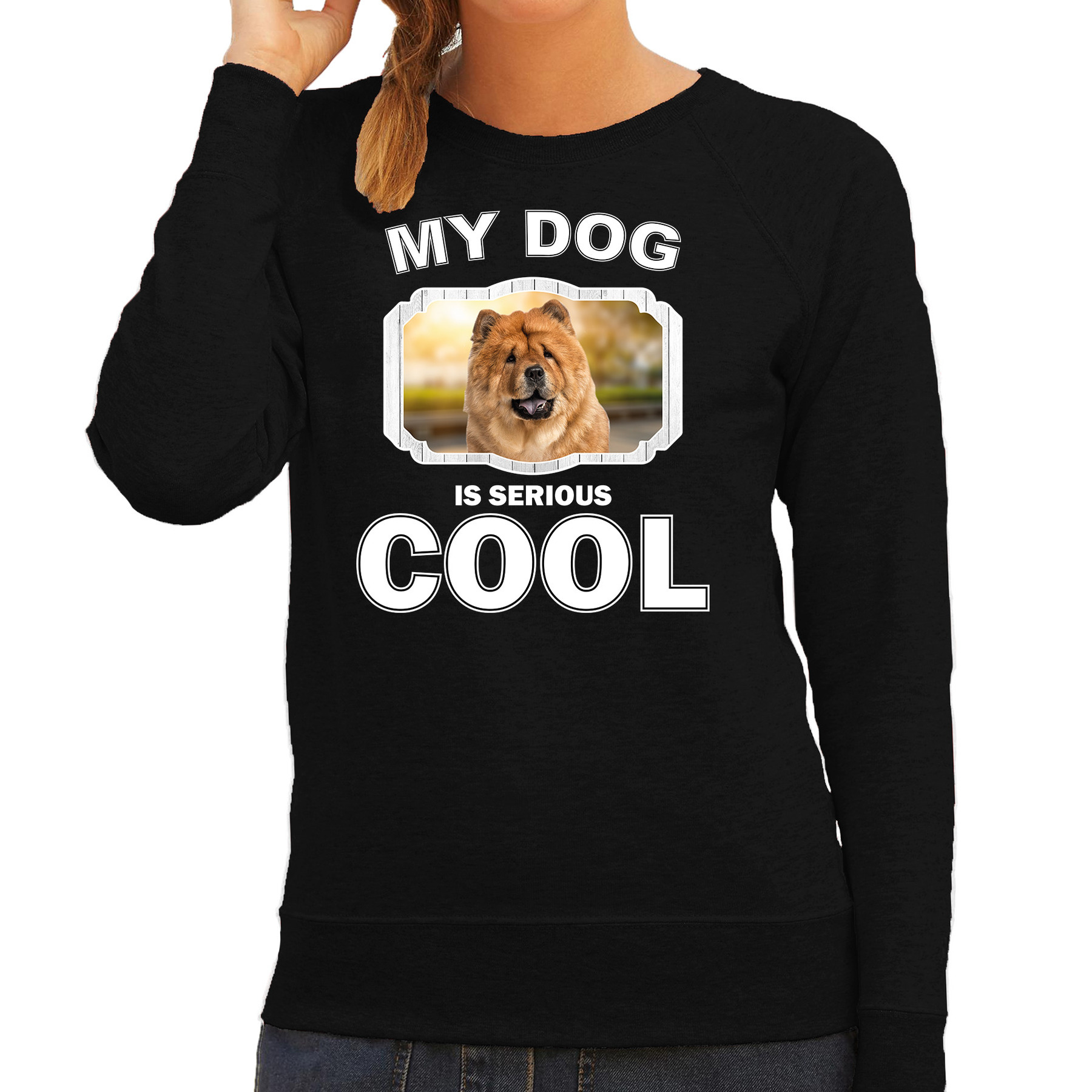 Honden liefhebber trui-sweater Chow chow my dog is serious cool zwart voor dames
