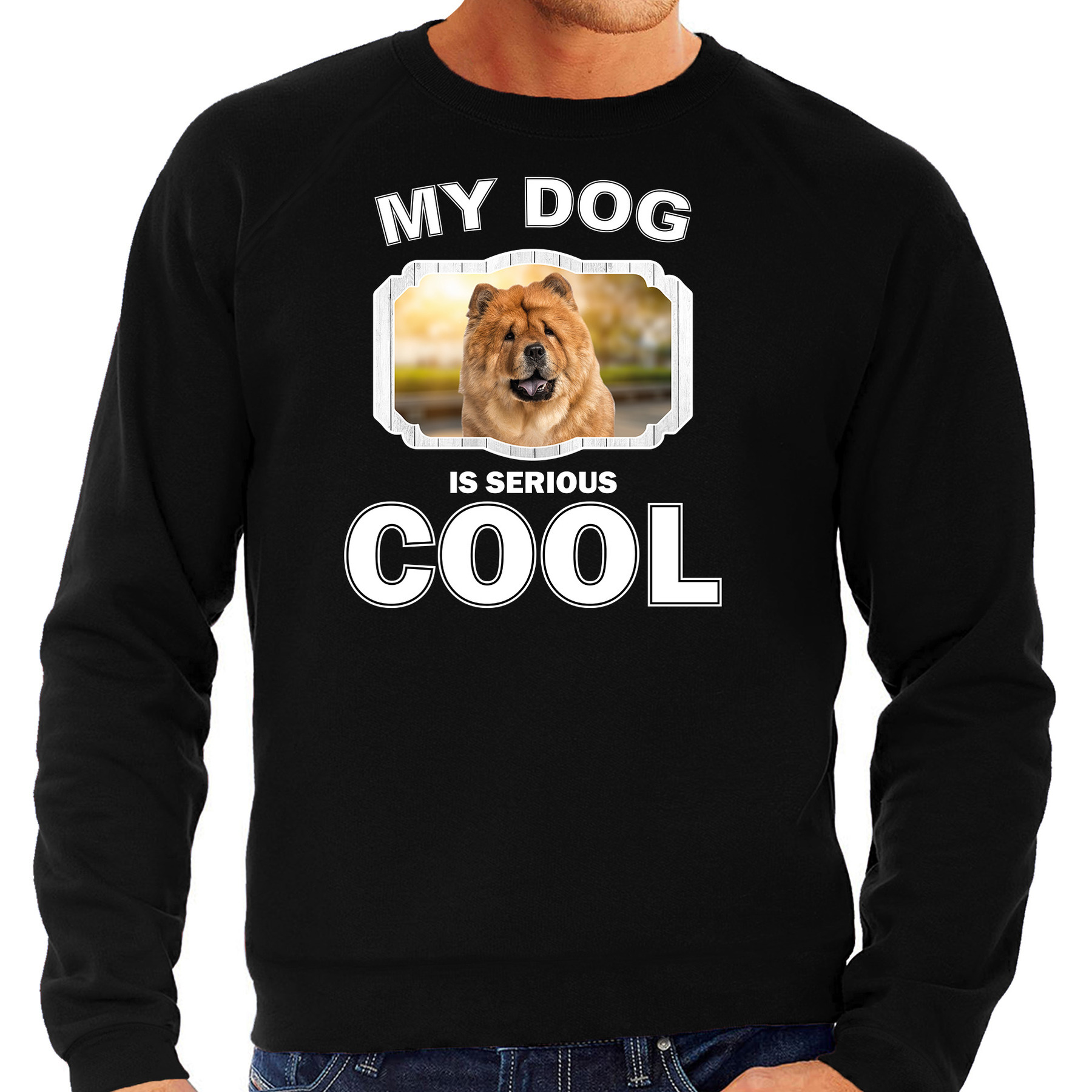 Honden liefhebber trui-sweater Chow chow my dog is serious cool zwart voor heren