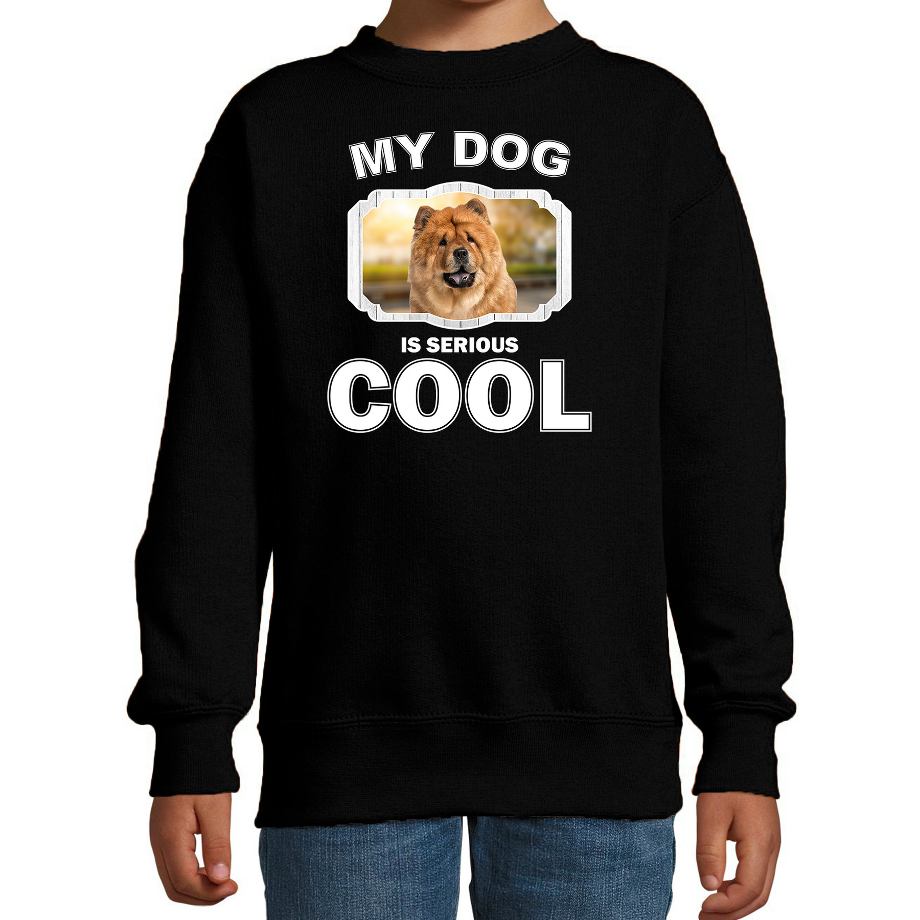 Honden liefhebber trui-sweater Chow chow my dog is serious cool zwart voor kinderen