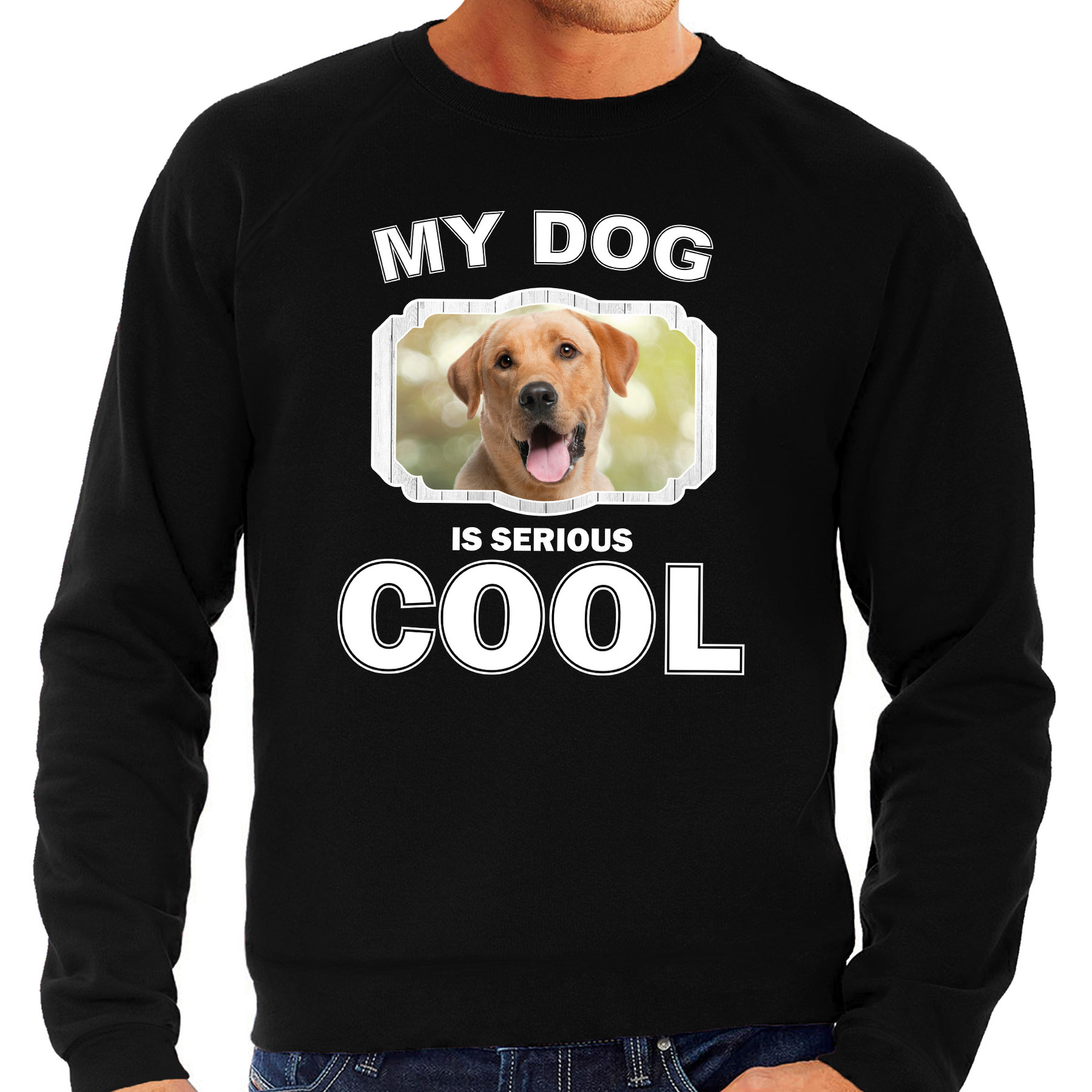 Honden liefhebber trui-sweater Labrador retriever my dog is serious cool zwart voor heren