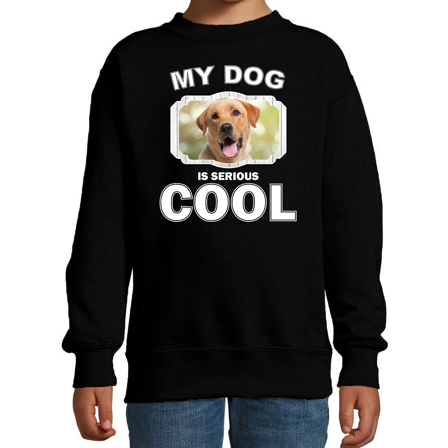 Honden liefhebber trui-sweater Labrador retriever my dog is serious cool zwart voor kinderen