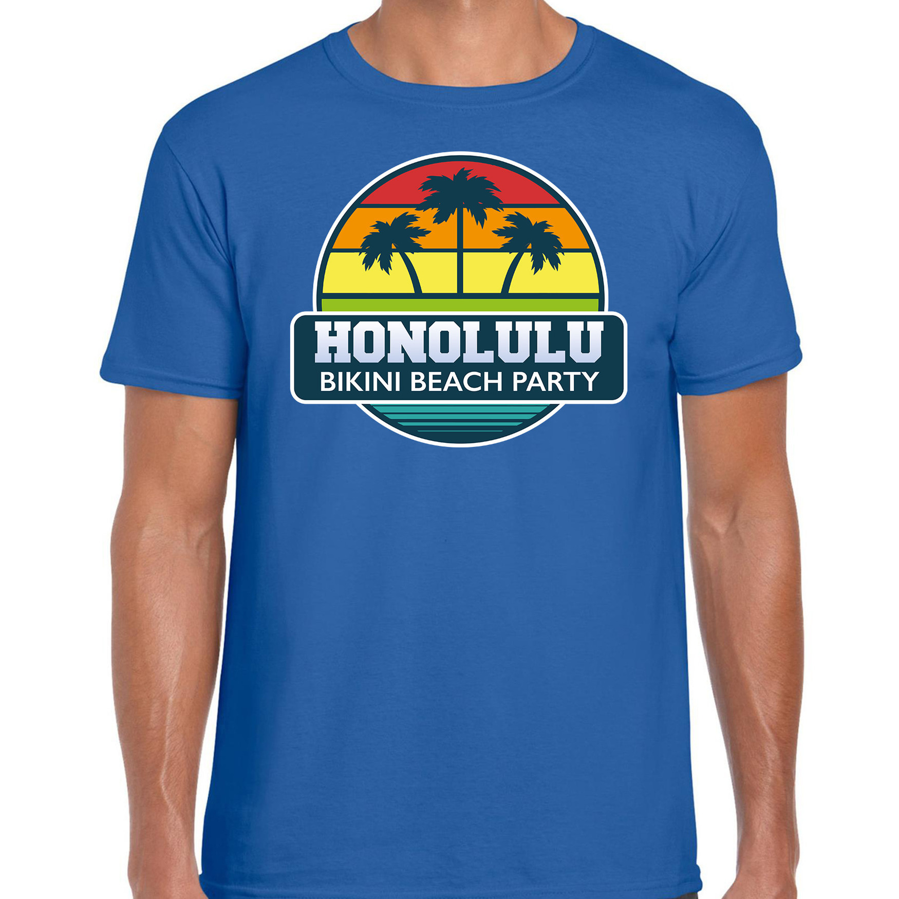 Honolulu bikini beach party shirt beach-strandfeest vakantie outfit-kleding blauw voor heren