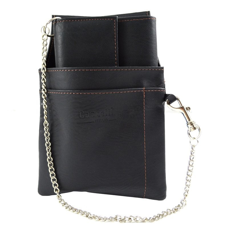 Horeca portemonnees zwart met holster en ketting18 x 10 cm