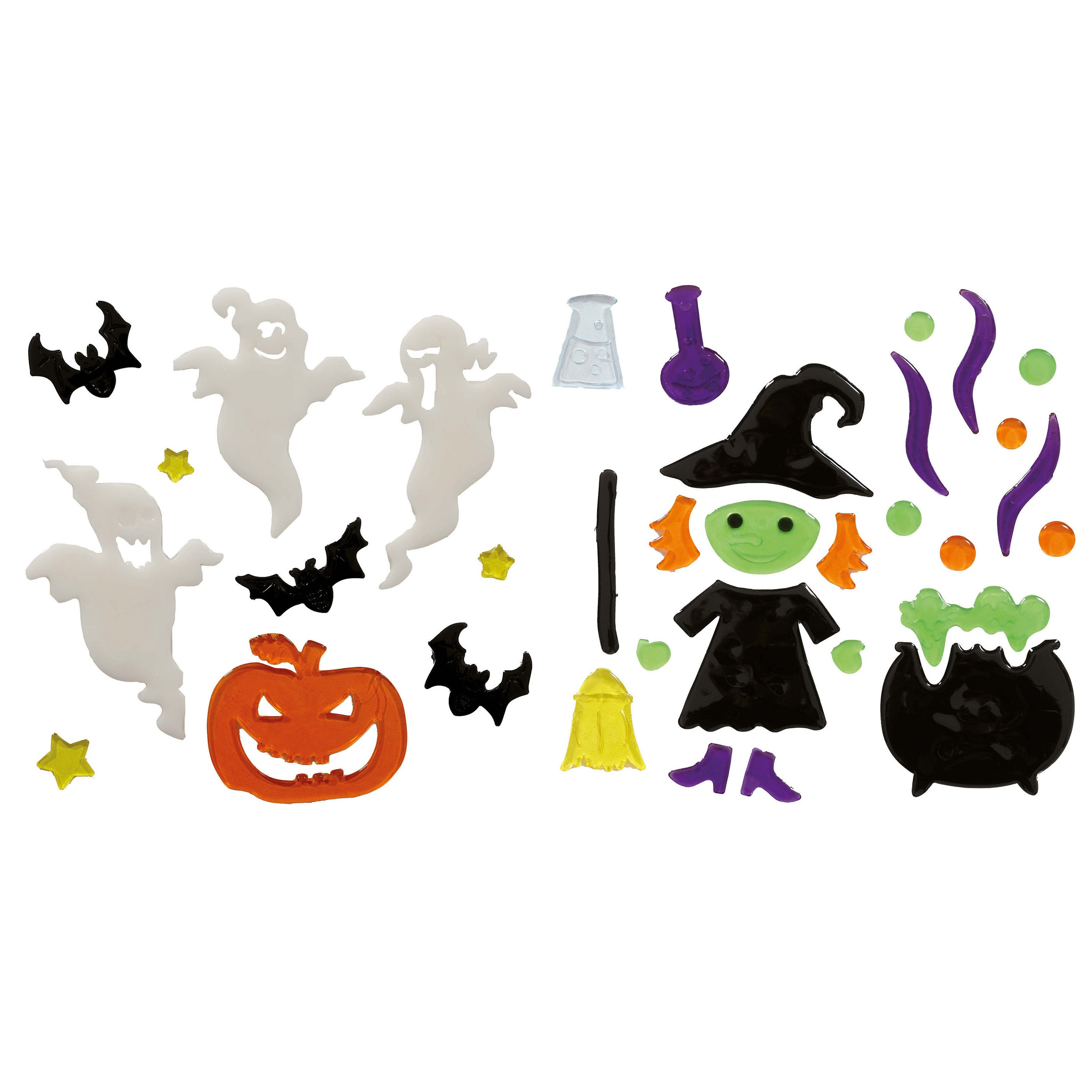 Horror gel raamstickers Heks-spookjes 2x vellen Halloween thema decoratie-versiering