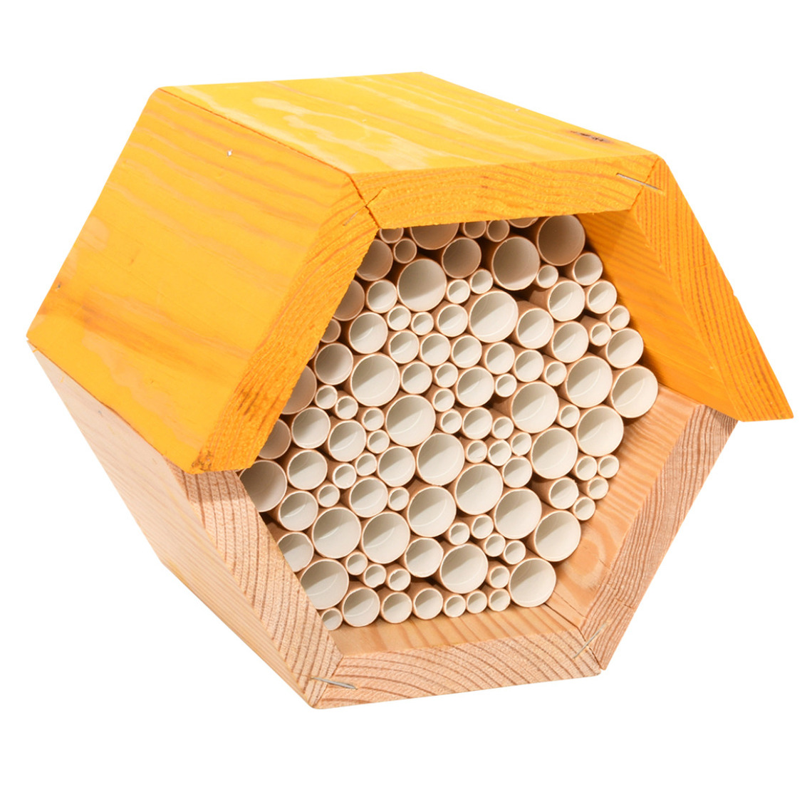 Houten bijenhuis-bijenhotel zeshoekig 15 cm