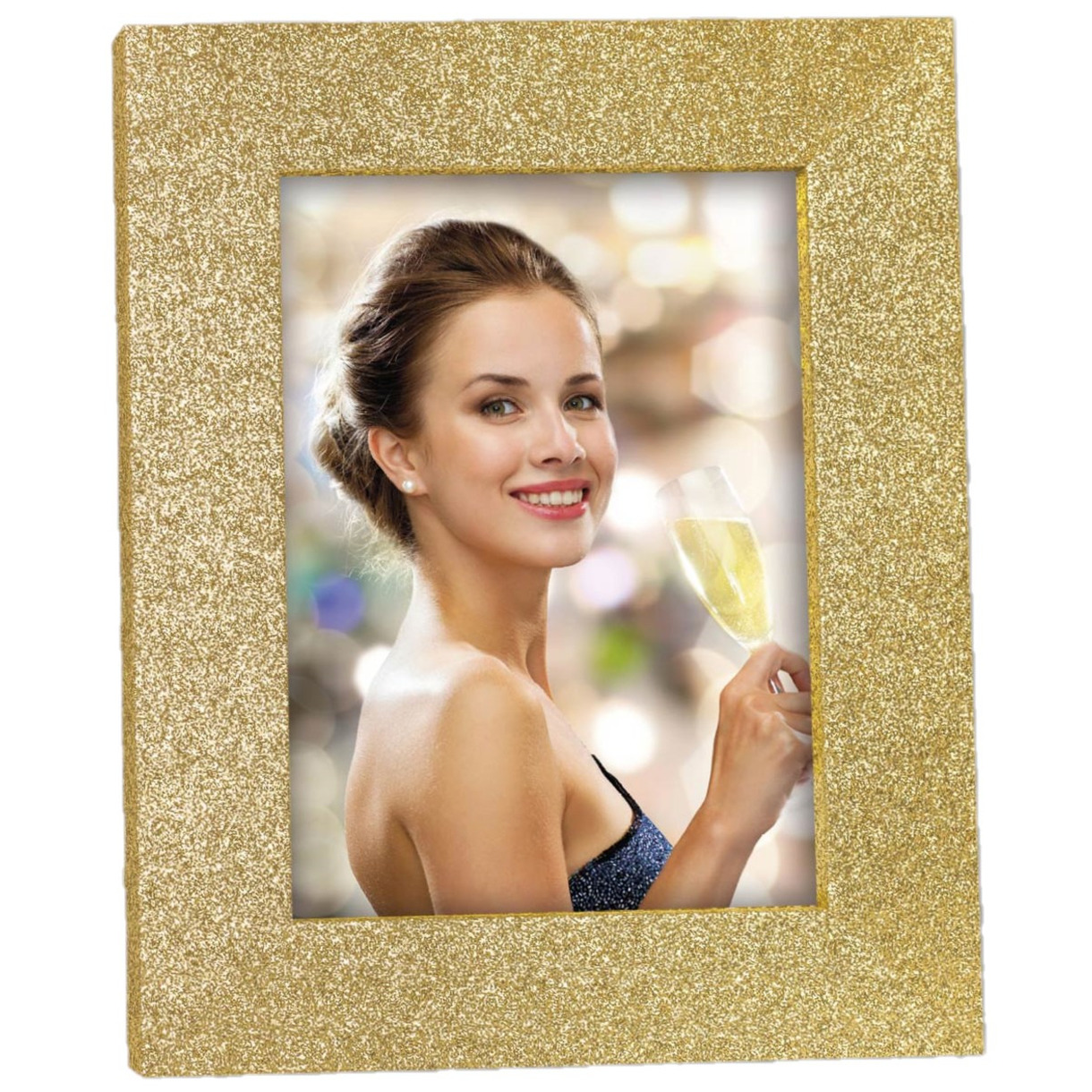 Houten fotolijstje goud met glitters geschikt voor een foto van 10 x 15 cm