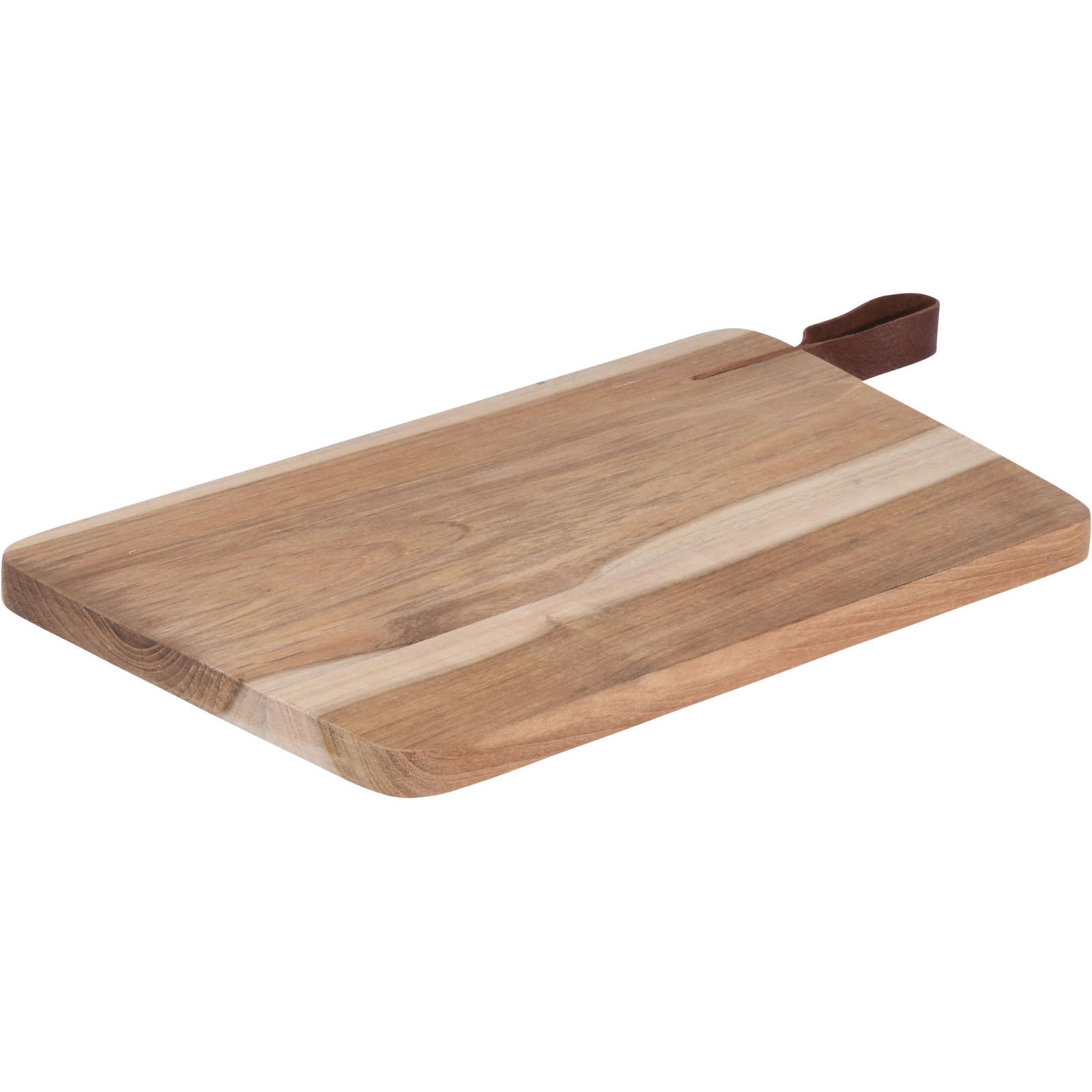 Houten snijplank-serveerplank met leren hengsel 30 cm