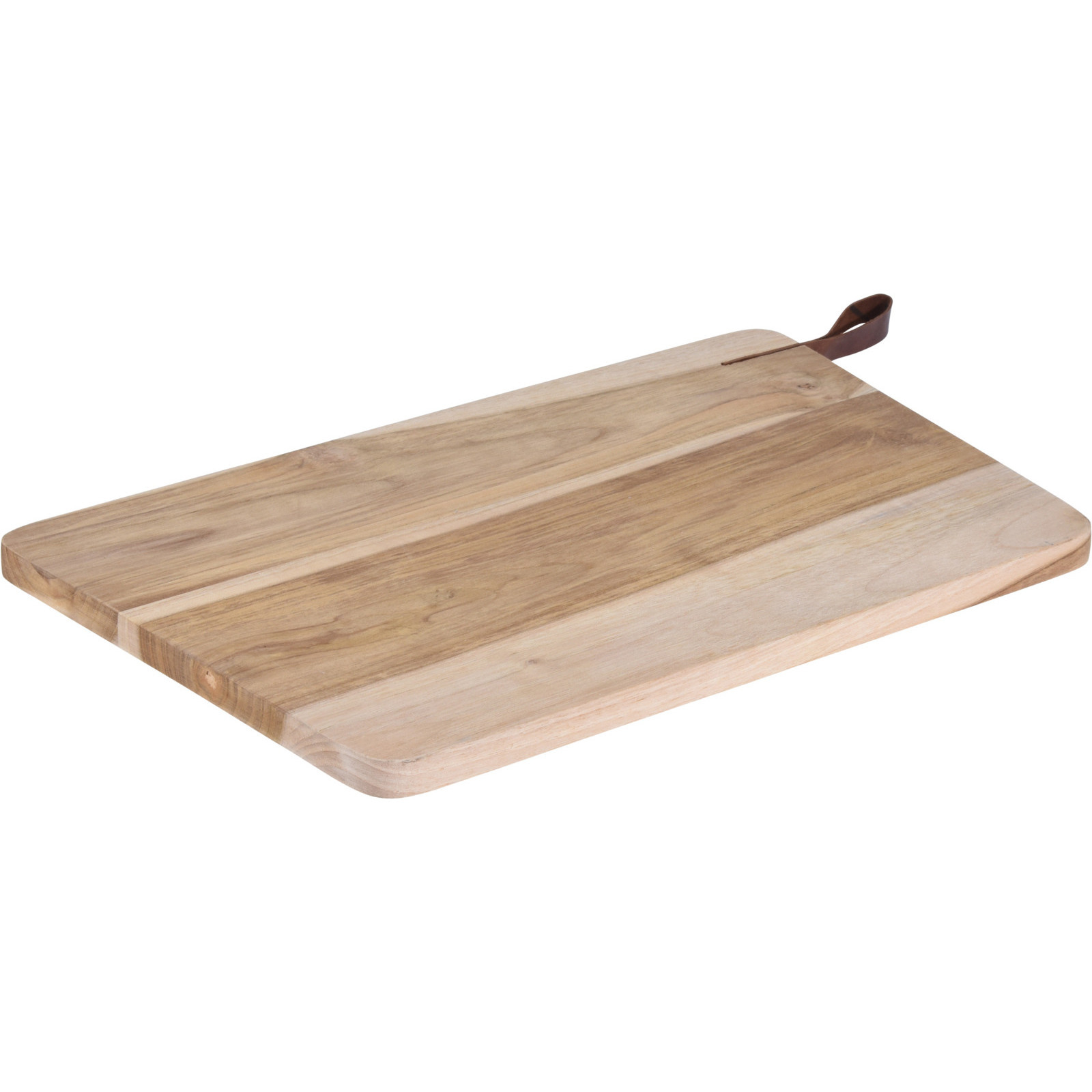 Houten snijplank-serveerplank met leren hengsel 40 cm